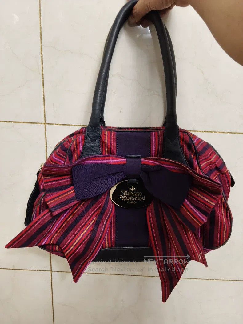 Other Vivienne Westwood size os Striped Bow Handbag, Purple with Size ONE SIZE - 2 Thumbnail
