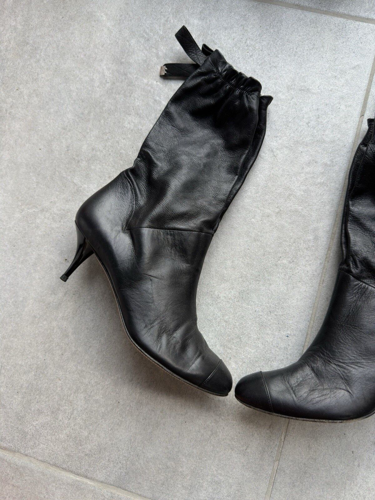 Chanel Chanel Vintage Leather Mid Calf Kitten Heel Boots 2000`s Size US 8 / IT 38 - 5 Thumbnail