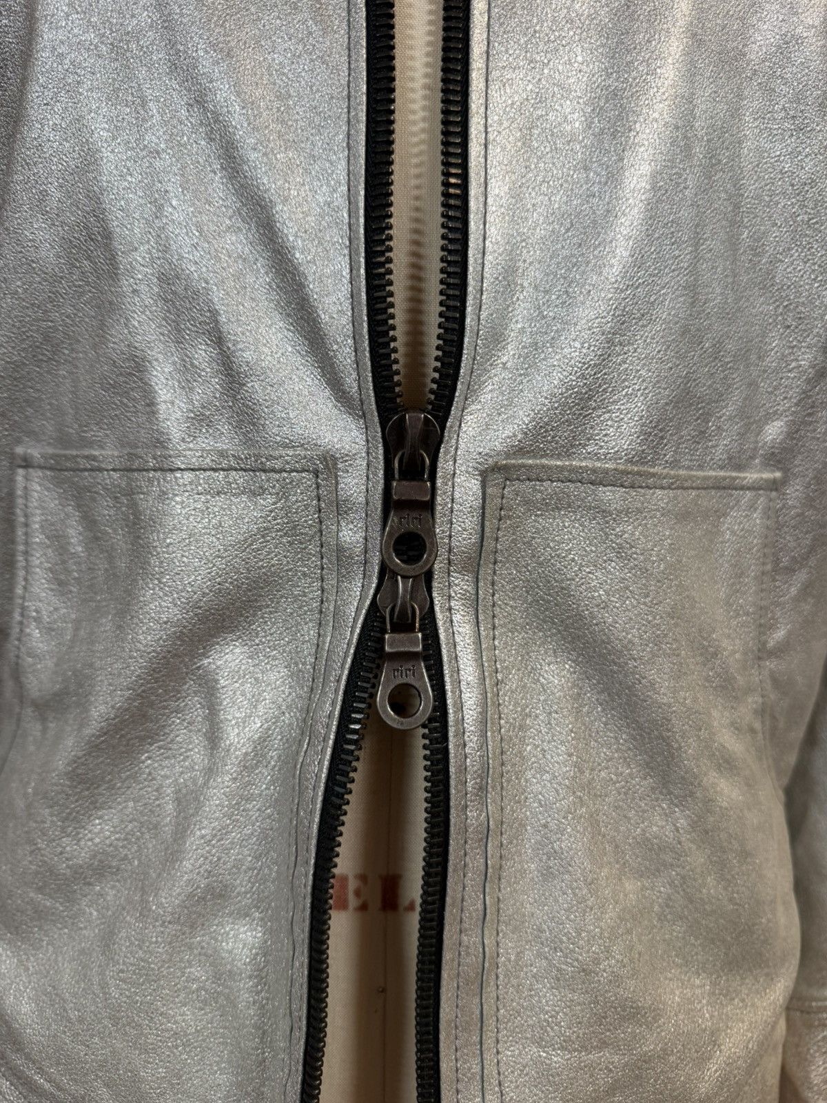 Michele Berandi Michel Berandi Silver Metallic Lambskin LeatherJacket Size US XL / EU 56 / 4 - 8 Thumbnail