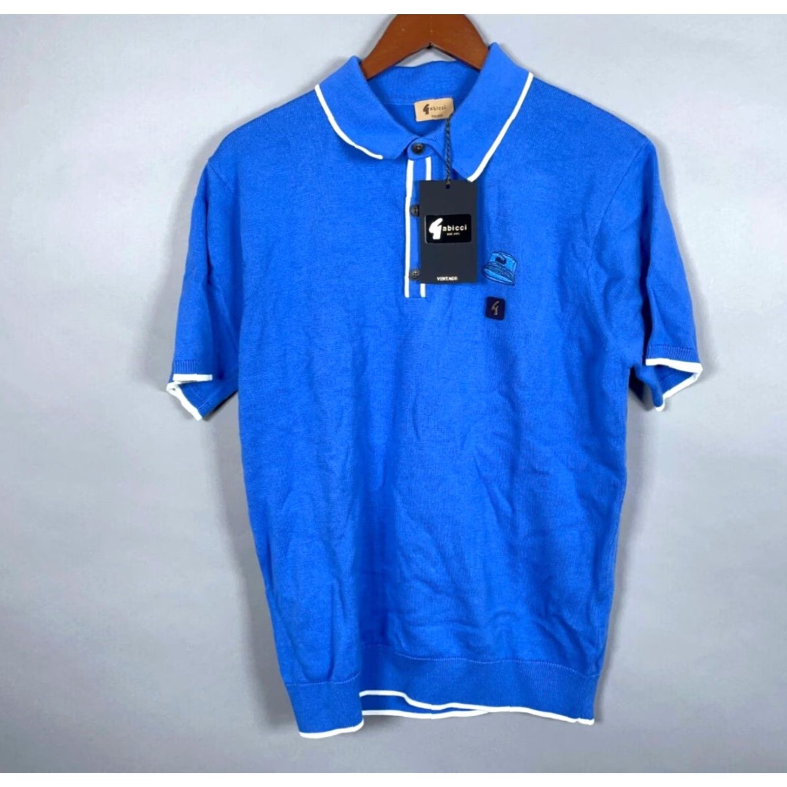 Gabicci VINTAGE Giabicci Polo Shirt Men Large Blue White Bucket Hat Embroidery Casual Knit 90s Retro Size US L / EU 52-54 / 3 - 2 Thumbnail