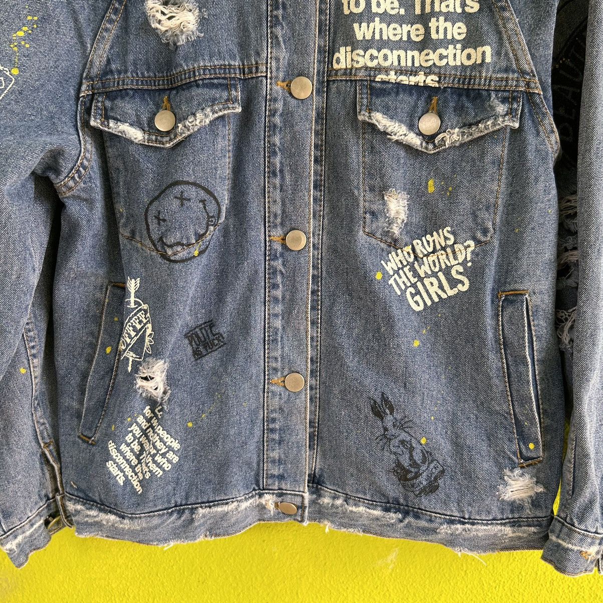 Vintage Vintage Japanese Brand Full Print Denim Jacket Size L / US 10 / IT 46 - 4 Thumbnail