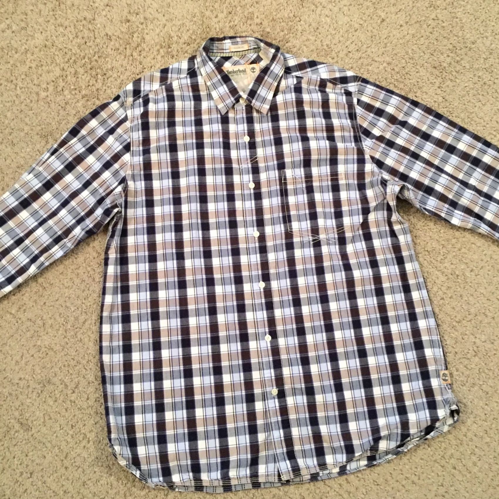 Timberland Timberland Button-Up Shirt Mens XL Long Sleeve Blue Plaid Classic Fit Size US XL / EU 56 / 4 - 5 Thumbnail