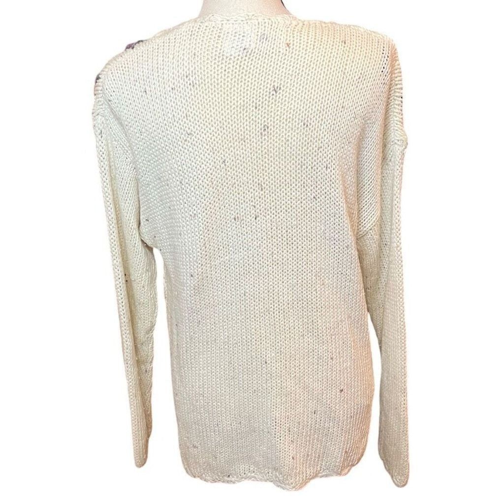 Vintage Vtg 90s Needles & Yarn Cozy Floral Embroidered Sweater Sz S Size S / US 4 / IT 40 - 5 Thumbnail