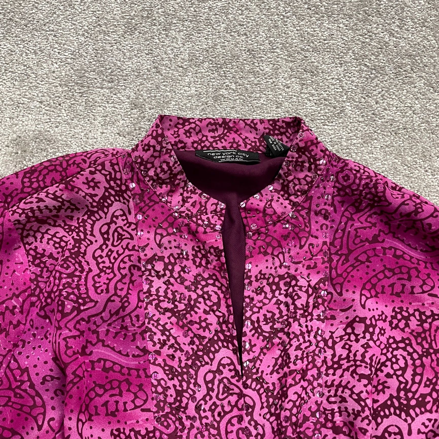 Vintage New York City Design Co. A-Line Dress Womens 3XL Purple Paisley Belted Casual Size XXL / US 16-18 / IT 52-54 - 4 Thumbnail