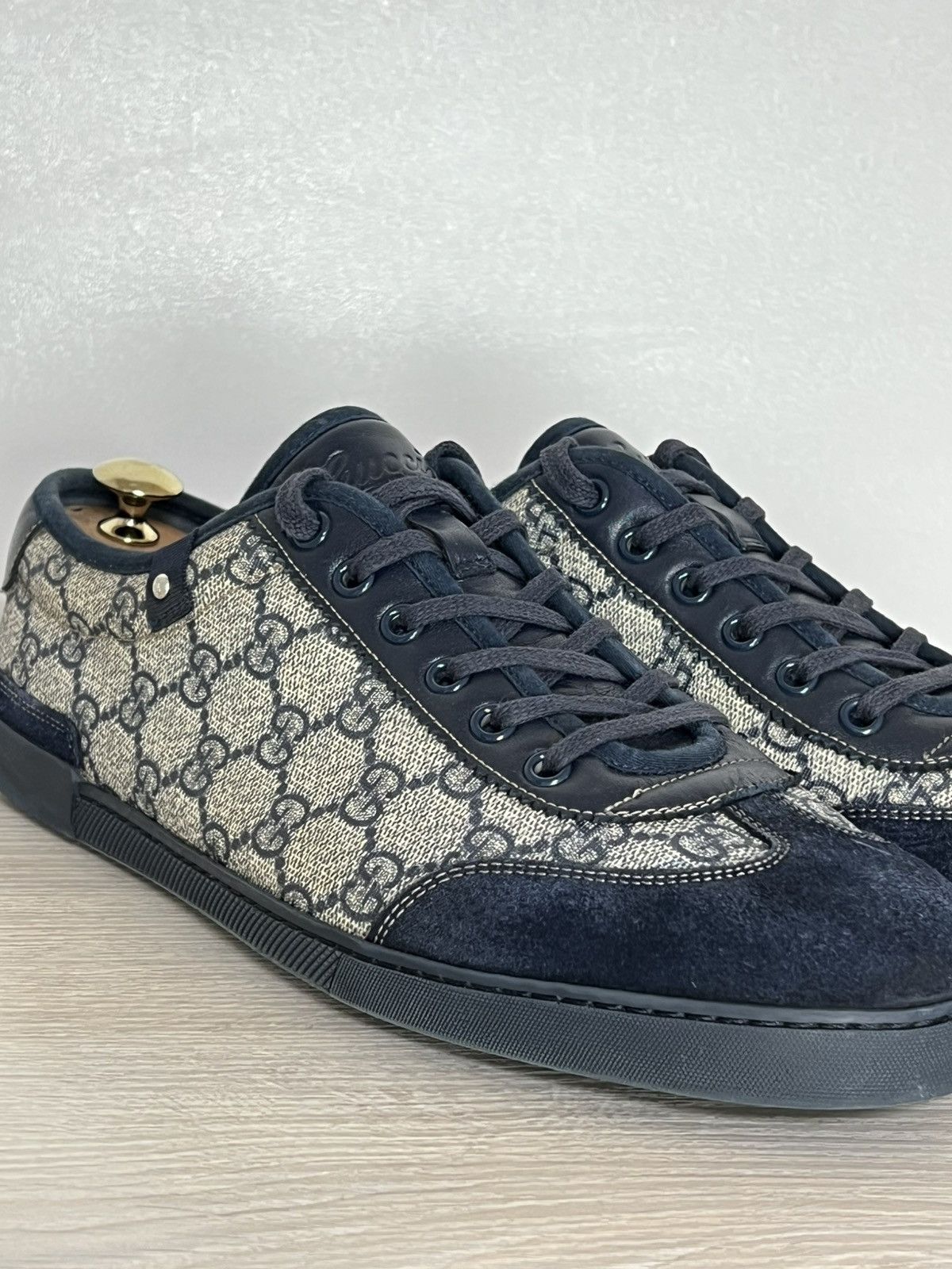 Gucci Gucci GG Supreme Monogram Canvas Sneakers Navy Suede Size US 9.5 / EU 42-43 - 7 Thumbnail