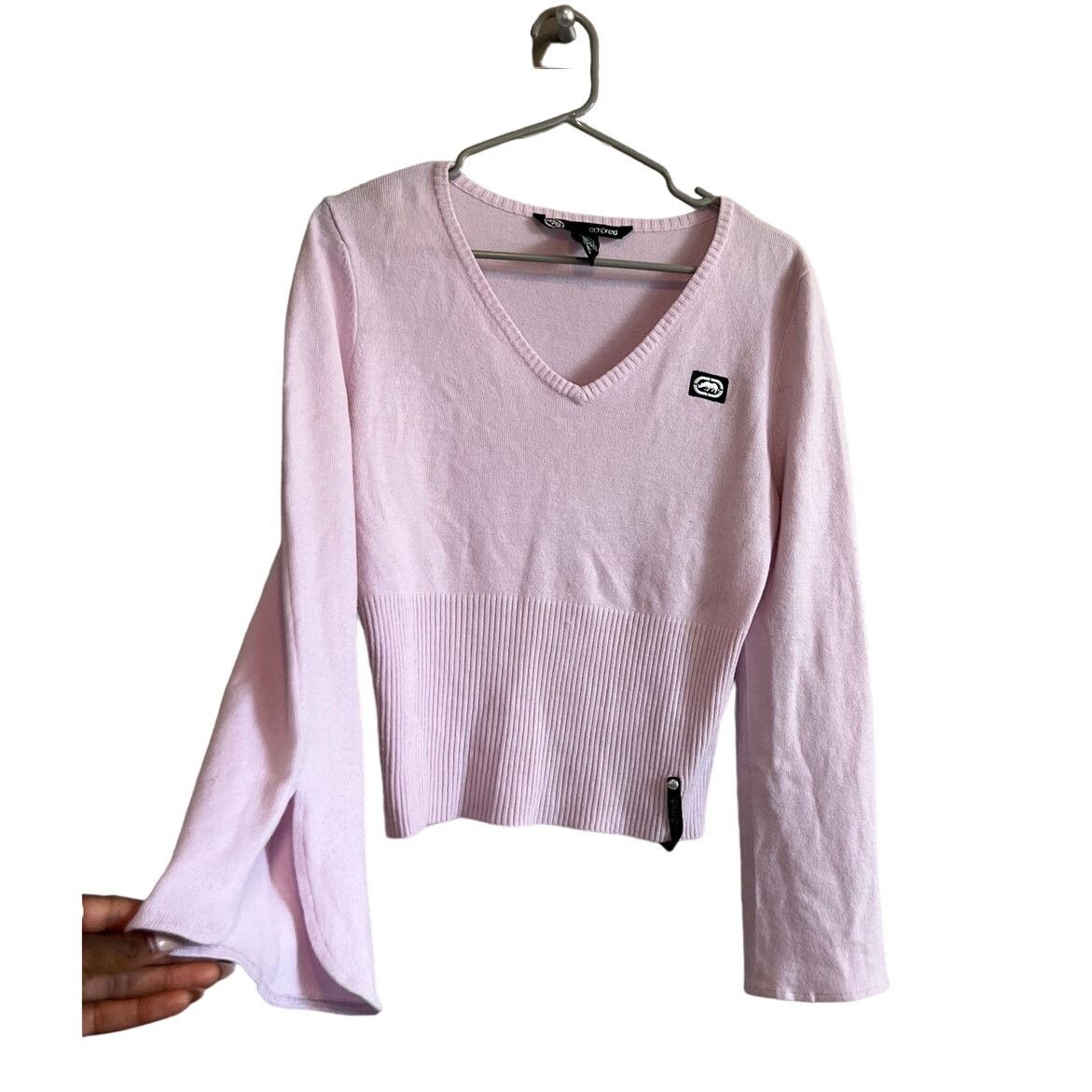 Ecko Unltd. Pink Y2K Ecko Fitted V-Neck long sleeve soft knit sweater Size L / US 10 / IT 46 - 1 Thumbnail