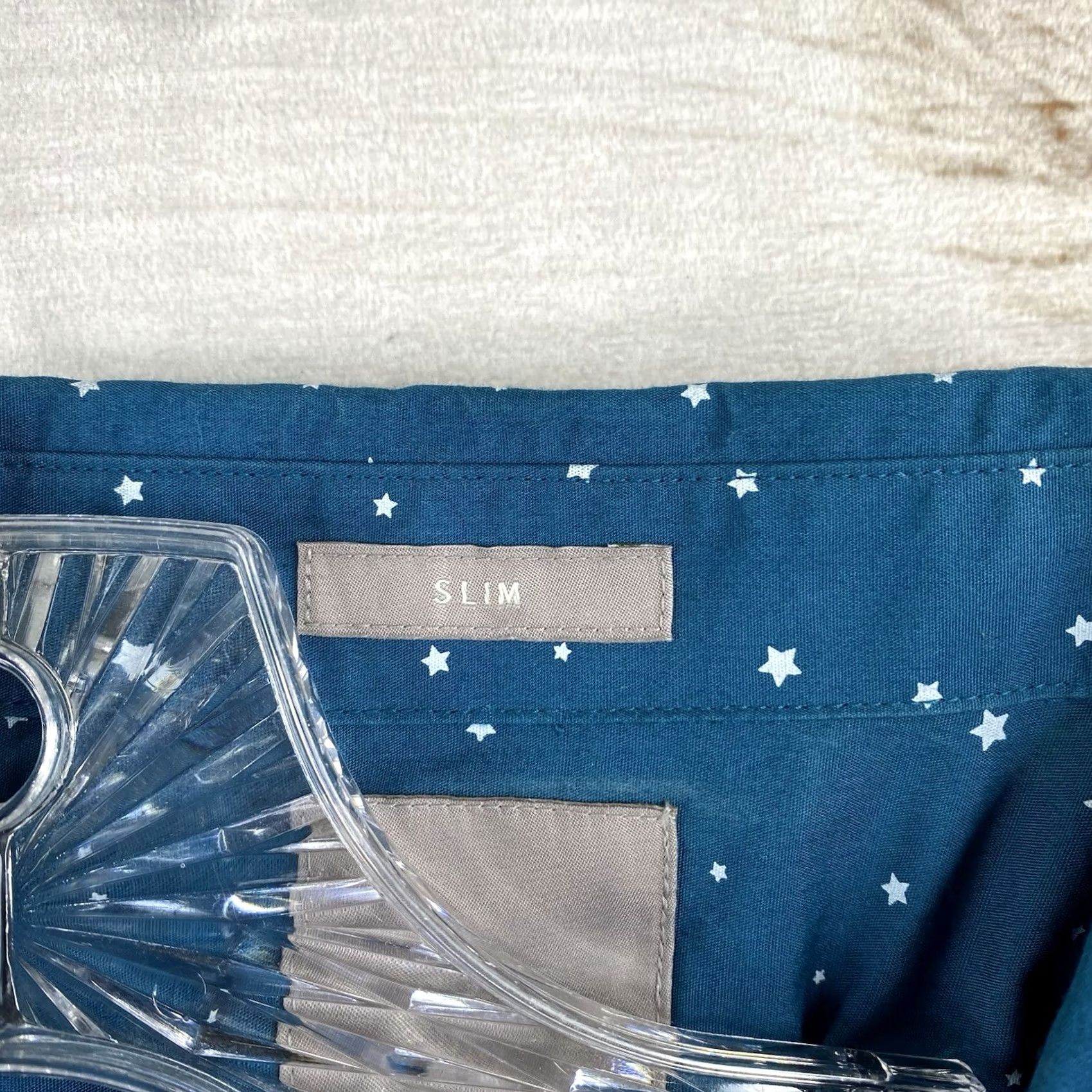 Frame A Frame Button-Up Shirt Mens M Blue Stars Print Short Sleeve Cotton Geometric Collared Casual Workwear Size US M / EU 48-50 / 2 - 4 Thumbnail