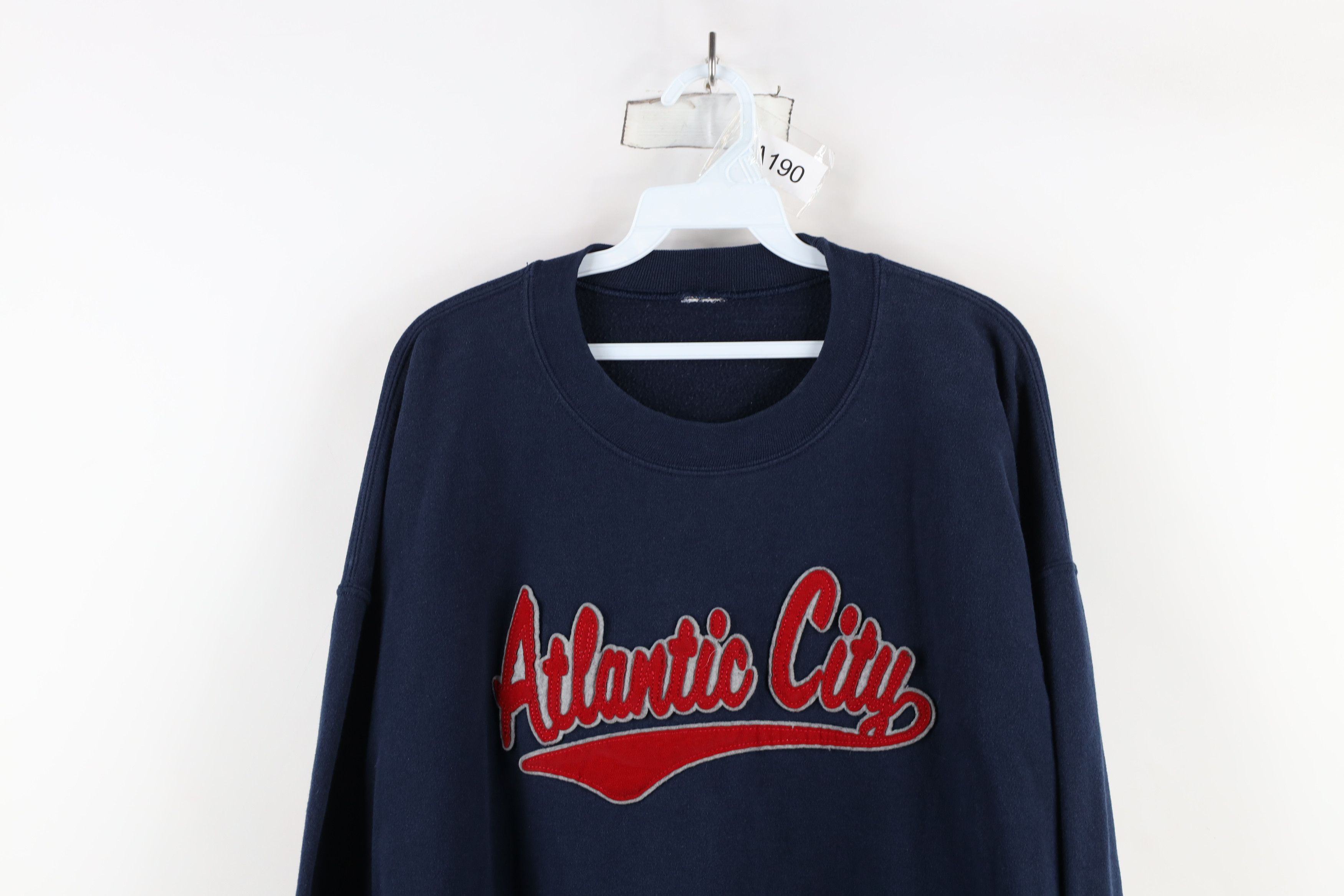 Vintage Vintage 90s Spell Script Atlantic City Crewneck Sweatshirt Size US XXL / EU 58 / 5 - 2 Thumbnail