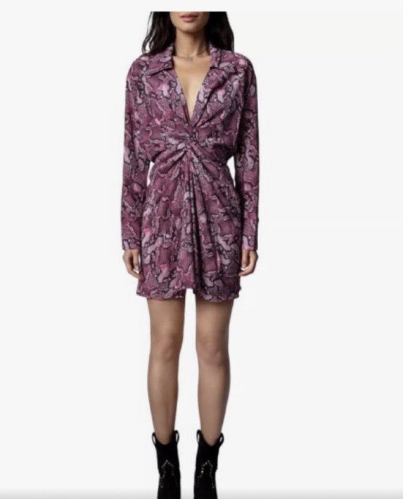 Zadig & Voltaire Zadig & Voltaire Défilé Rozo Snake Silk Print Dress Size L / US 10 / IT 46 - 2 Thumbnail