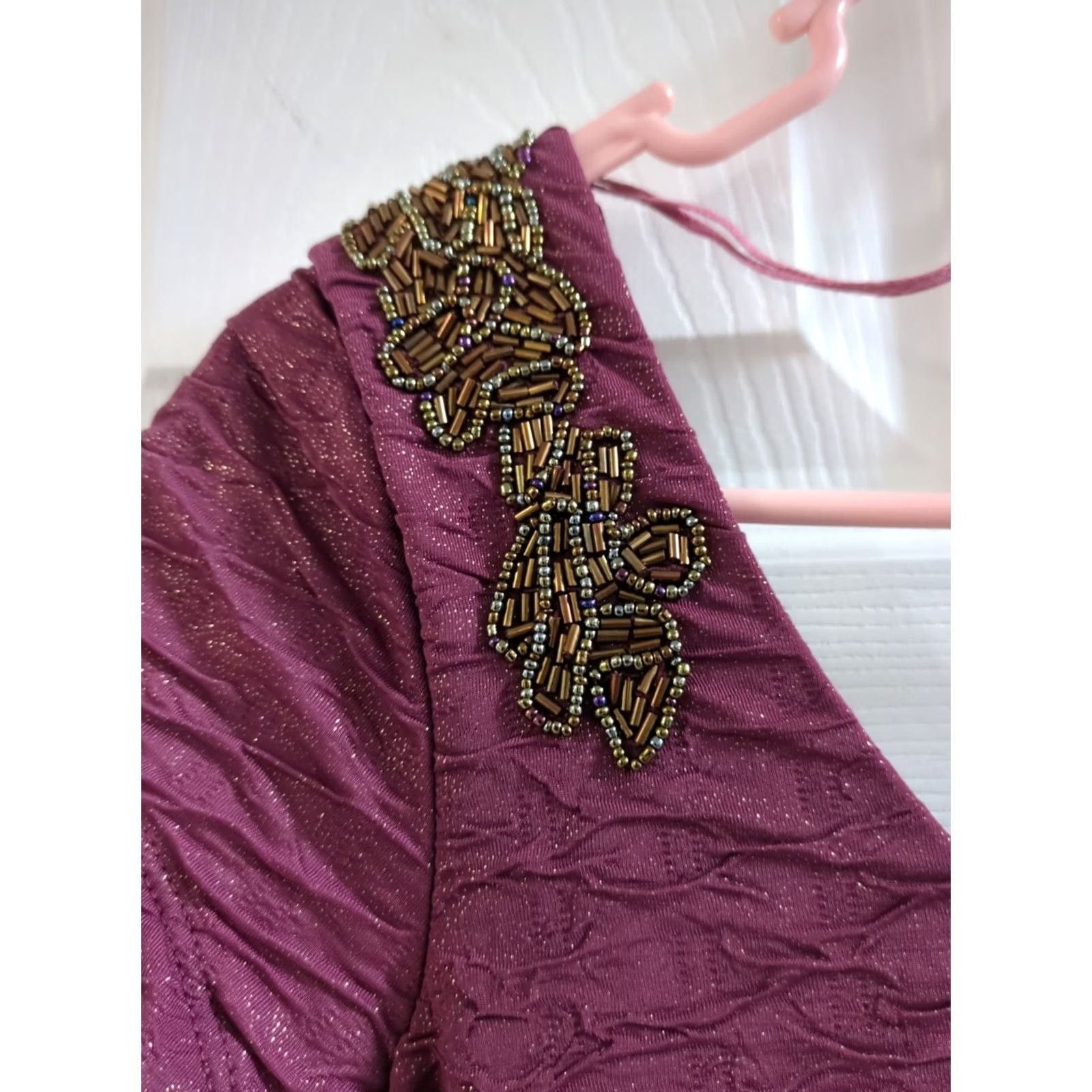 Free People Free People Beaded Wild Plum Mini Bodycon Dress Short Sleeve Women Size S NWT NWT Size S / US 4 / IT 40 - 2 Thumbnail