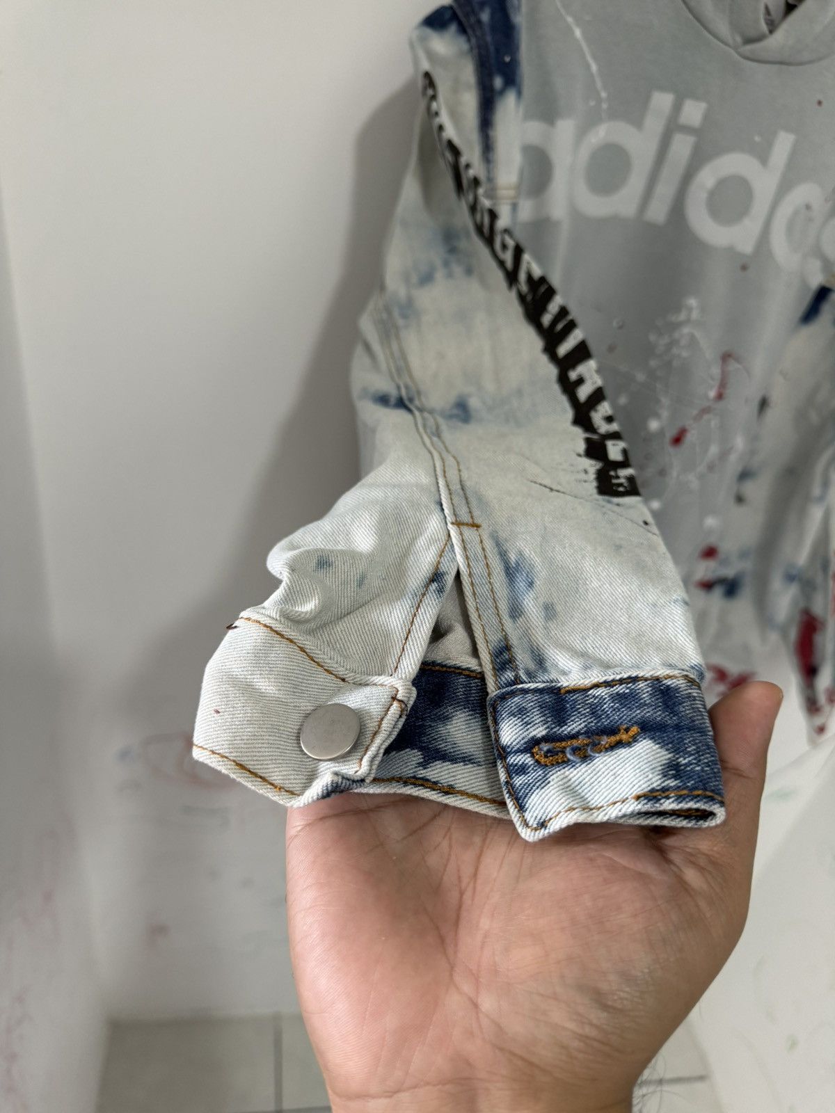 Adidas Reworked Custom Adidas Denim Jacket Hoodie Size US XL / EU 56 / 4 - 5 Thumbnail