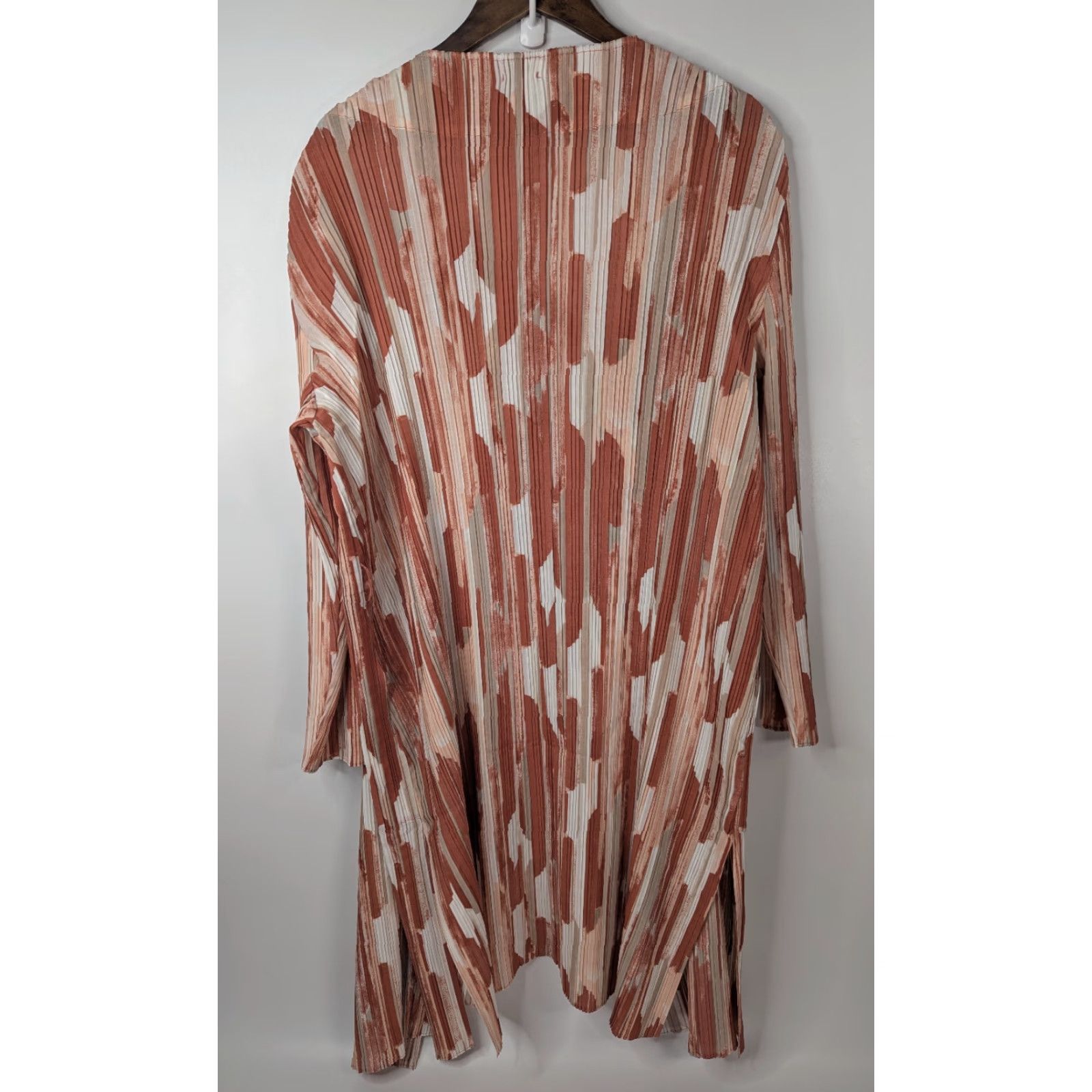 Vintage Chicos Travelers Textured Crinkle Trench Duster Jacket Sz 3 (16/18) Desert Coral Womens Long Jacket Open Tie Belt Casual 90s? Size XXL / US 16-18 / IT 52-54 - 4 Thumbnail