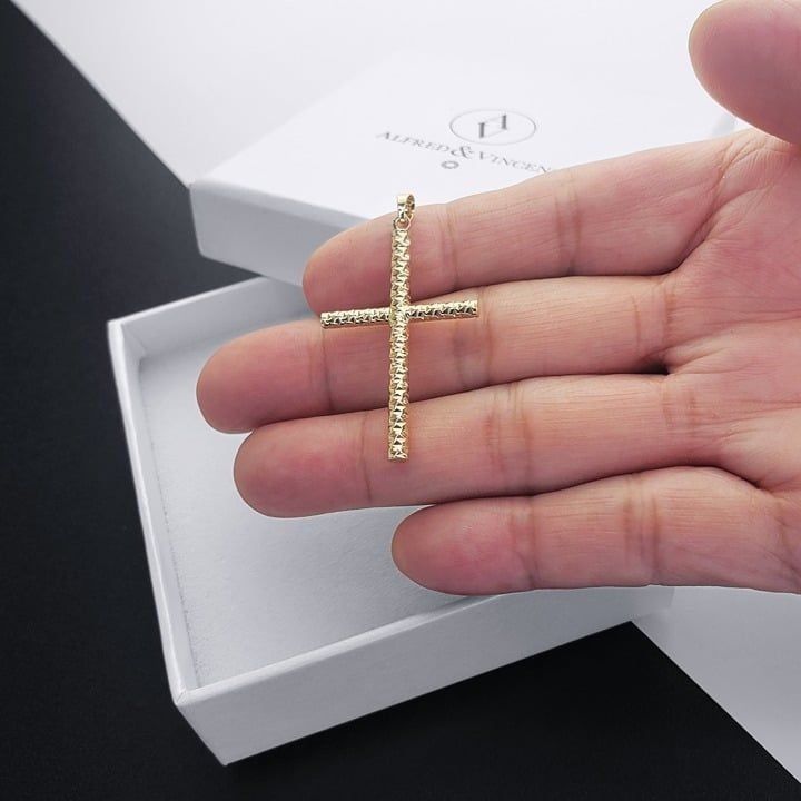 Other Latin Cross D-Cut Pave Crucifix Real 14k Yellow Gold Pendant Size ONE SIZE - 3 Thumbnail
