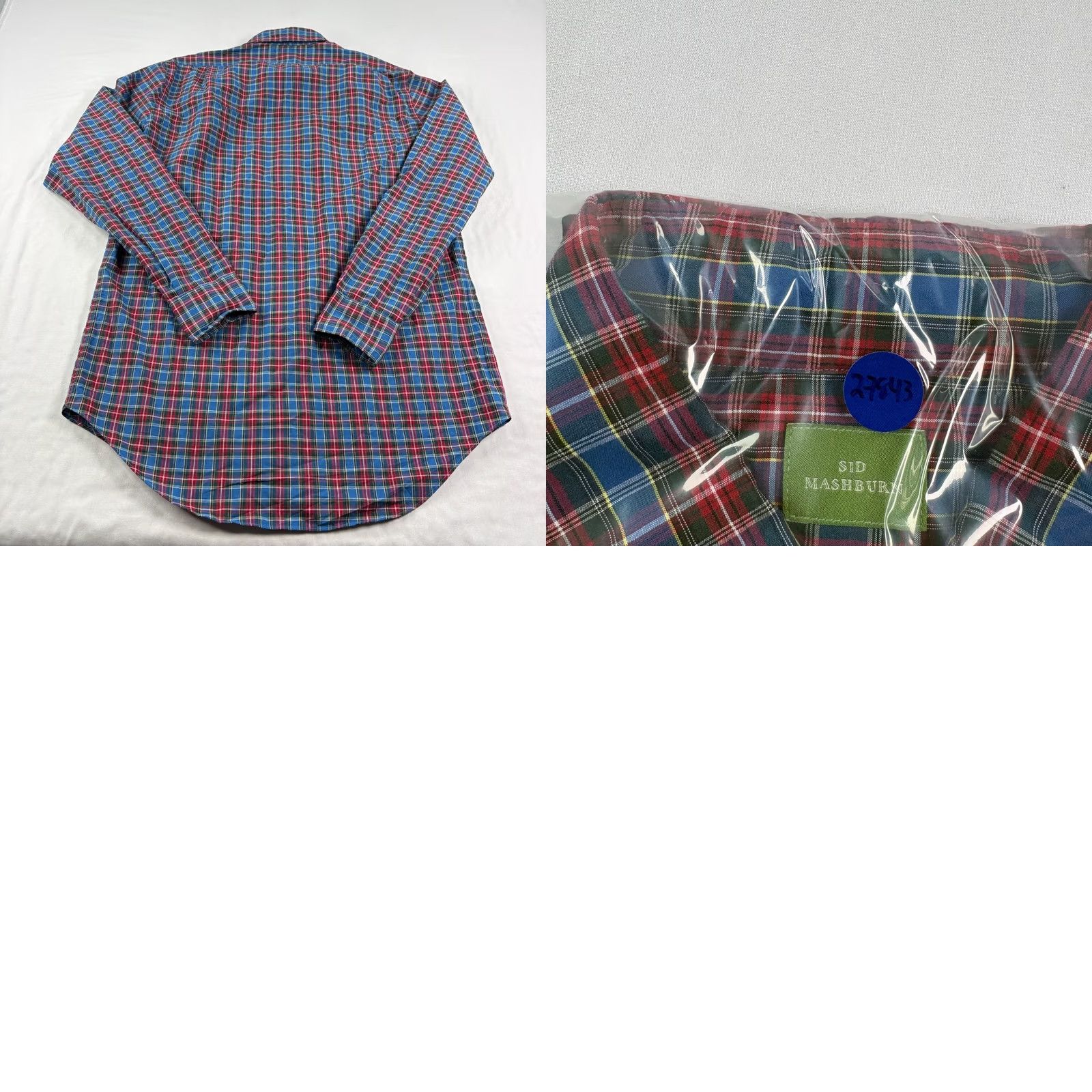 Sid Mashburn Sid Mashburn Shirt Men M Blue Red Plaid Button-Up Long Sleeve Casual Formal Size 40R - 8 Thumbnail