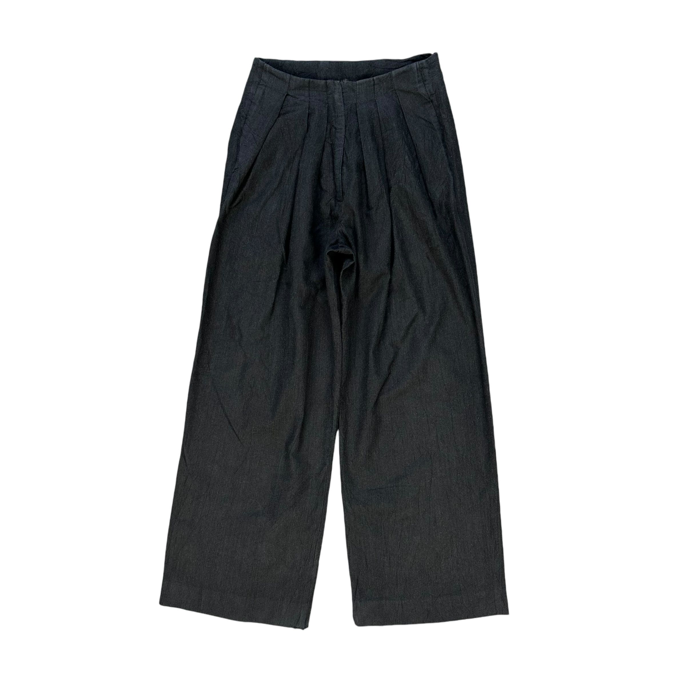 Japanese Brand Made in Italy Cotton Wool Wide Pleated Pants #A57-1319 Size 27" / US 4 / IT 40 - 1 Thumbnail