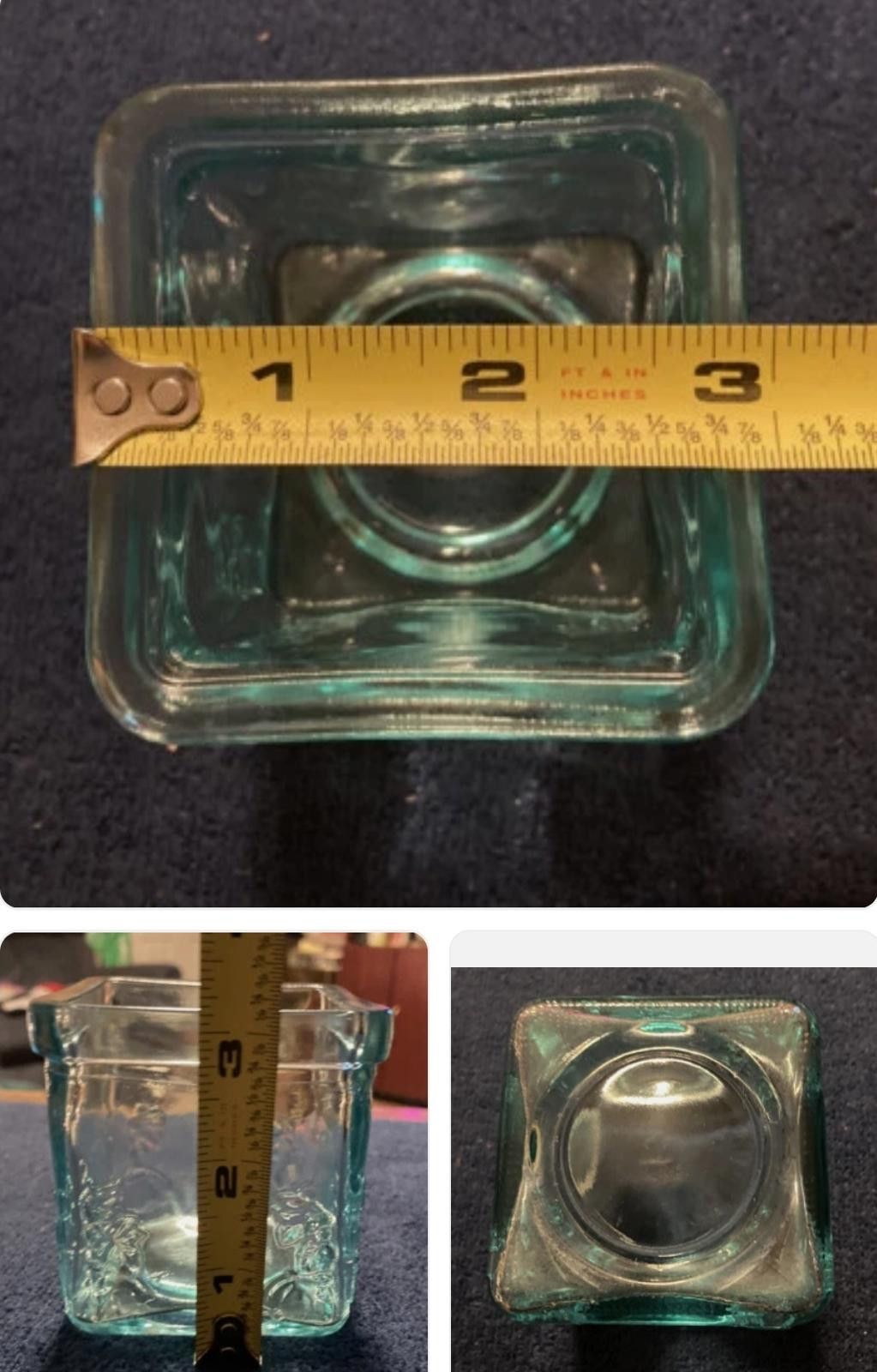 Designer Vtg. 80's Ivy leaf Embossed Green Glass Candle Holder Size ONE SIZE - 2 Thumbnail