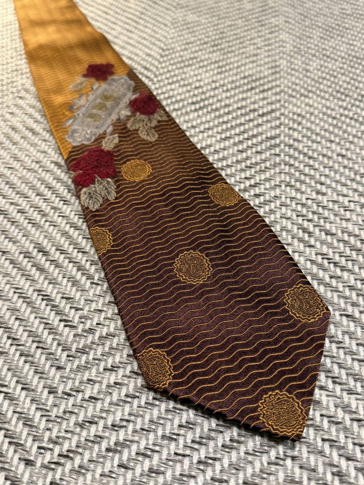 Jean Paul Gaultier Jean Paul Gaultier Rose Jacquard Pattern Tie Size ONE SIZE - 4 Thumbnail