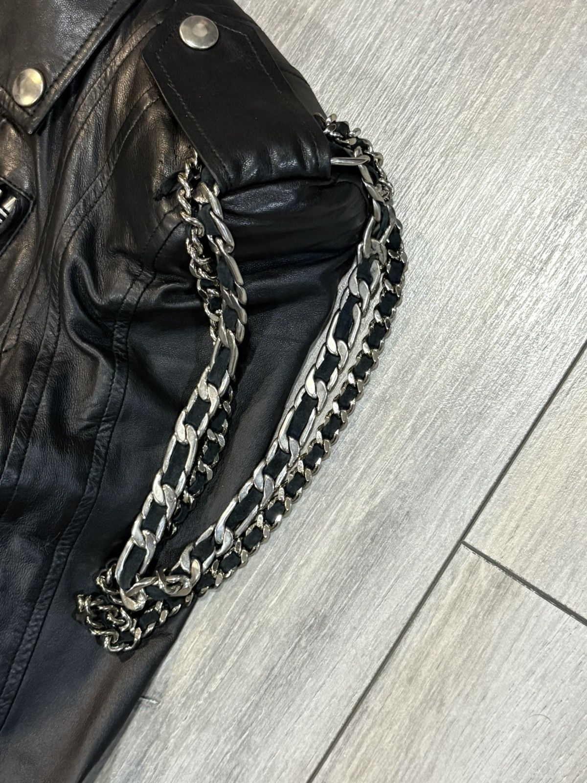 Balmain Balmain AW09 Chain Leather Rider Jacket Size US XS / EU 42 / 0 - 2 Thumbnail