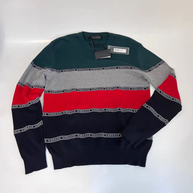 Versace Versace Multicolor Cotton Blend Long Sleeve Sweater 0089 Size US XXL / EU 58 / 5 - 1 Thumbnail