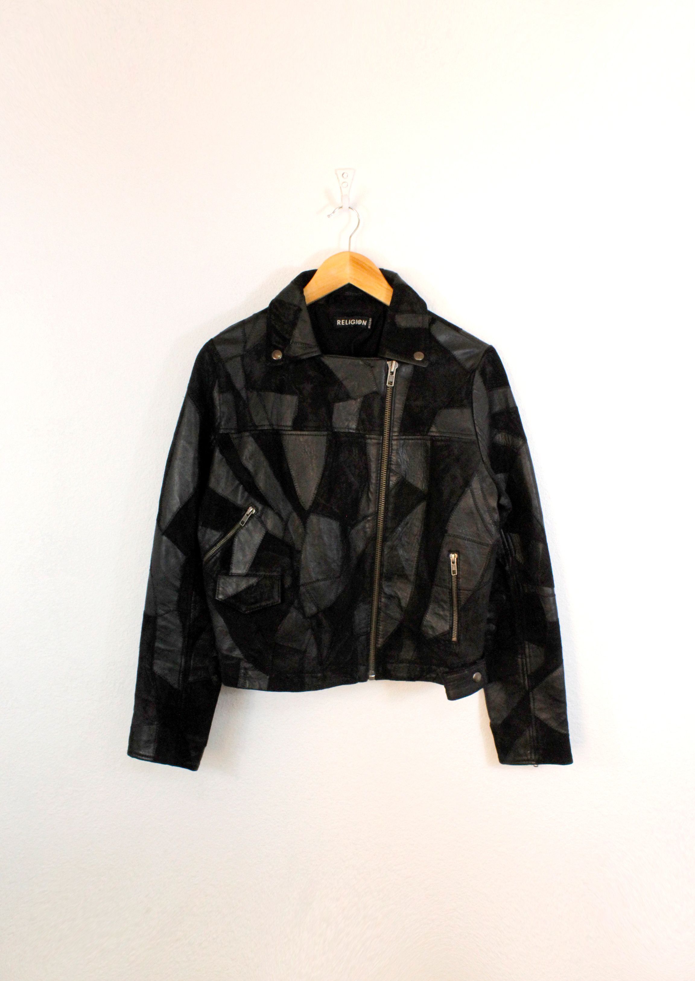 Leather Womens Religion Leather Suede Patchwork Biker Jacket M size Size M / US 6-8 / IT 42-44 - 6 Thumbnail