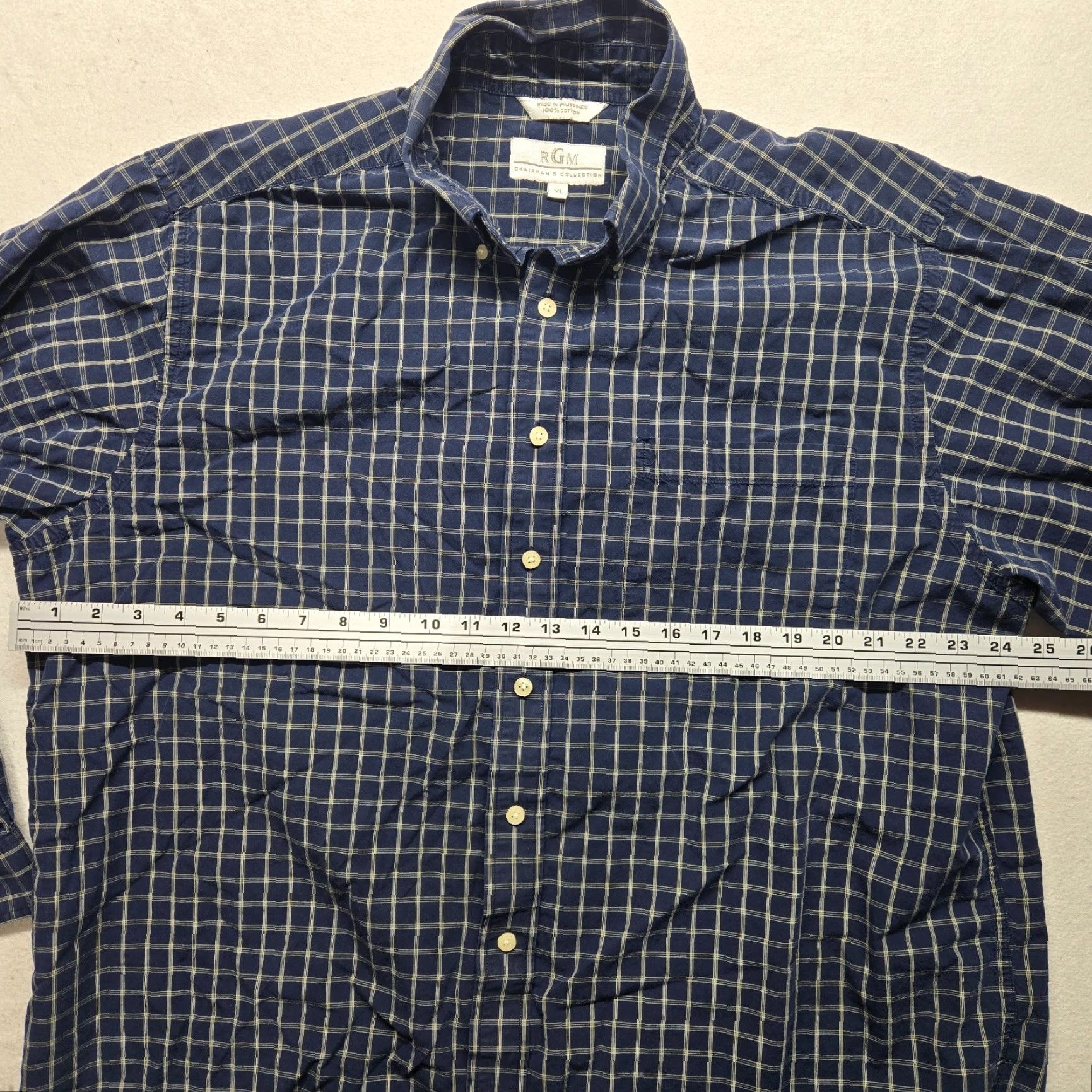 Vintage RGM Shirt Blue Button-Front 100% Cotton Men's XL Button-Up Casual Classic Check Long Sleeve Size US XL / EU 56 / 4 - 4 Thumbnail