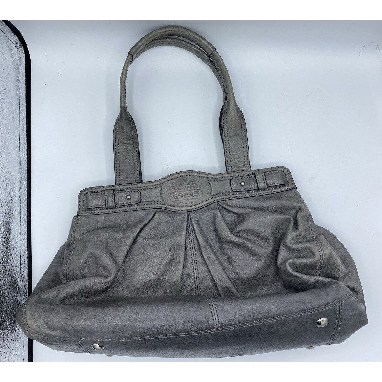 Coach Coach Leather Pleated D0973-13934 Gray Shoulder Bag Size ONE SIZE - 2 Thumbnail
