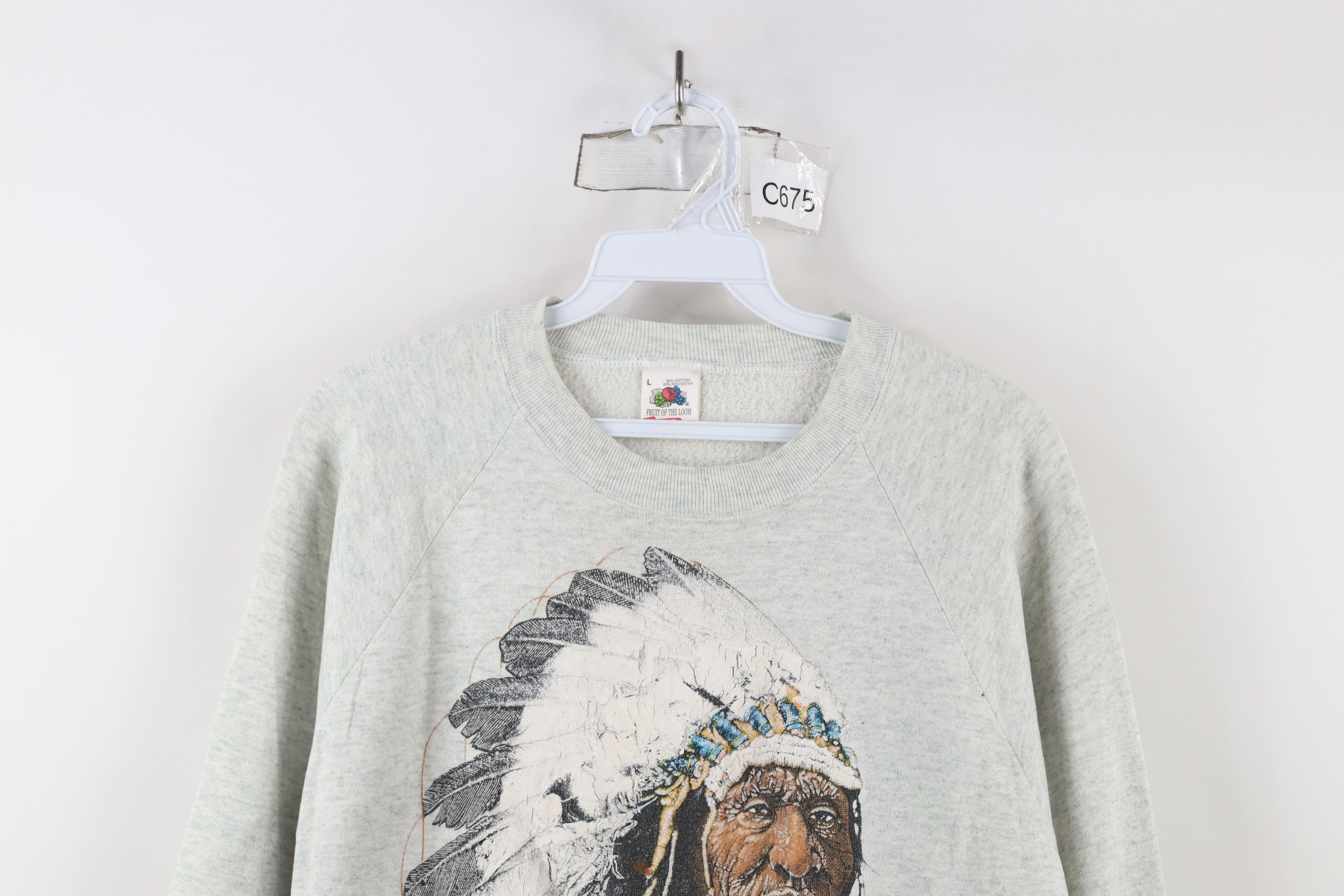 Vintage Vintage 90s Streetwear American Indian Sweatshirt USA Size L / US 10 / IT 46 - 2 Thumbnail