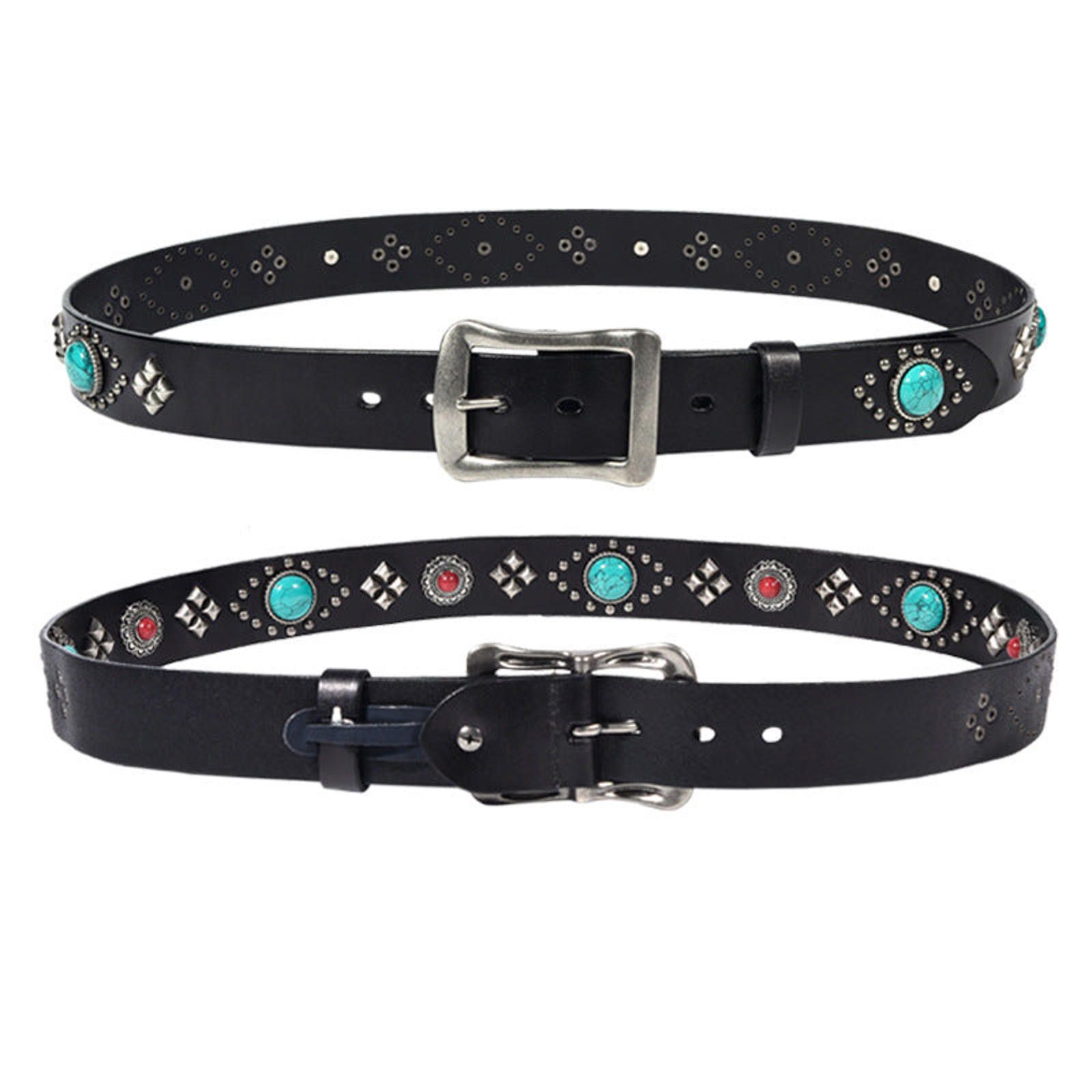 Leather Rhinestone Turquoise Gemstone Belt Size ONE SIZE - 2 Thumbnail