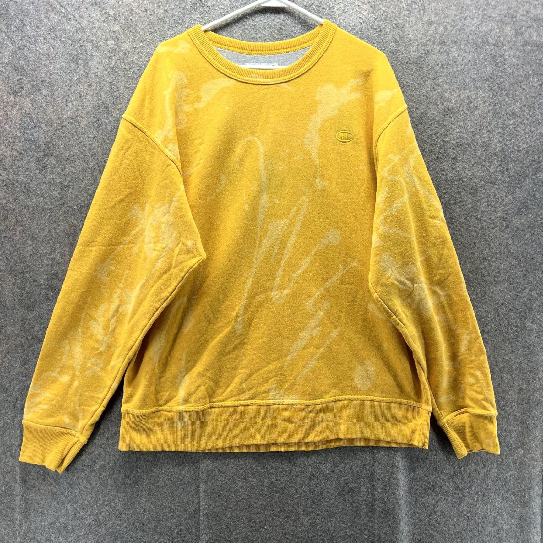 Champion Champion Sweatshirt Mens XL Yellow Bleach Dye Crewneck Pullover Fleece Logo Vintage Size US XL / EU 56 / 4 - 2 Thumbnail