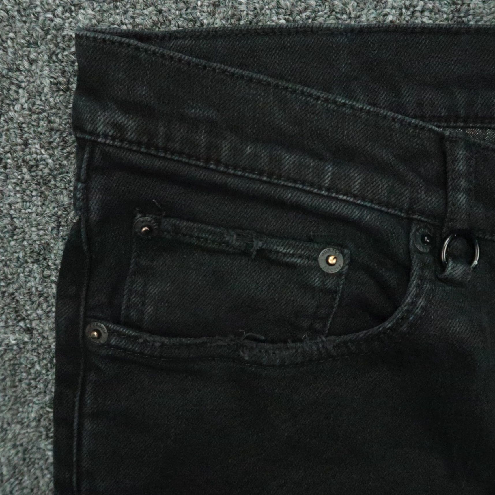 J Brand Purple Brand Jeans Mens 33x34 Black 5-Pocket Distressed Slim Straight Denim Cotton Belt Loops Vintage No Size US 33 - 3 Thumbnail