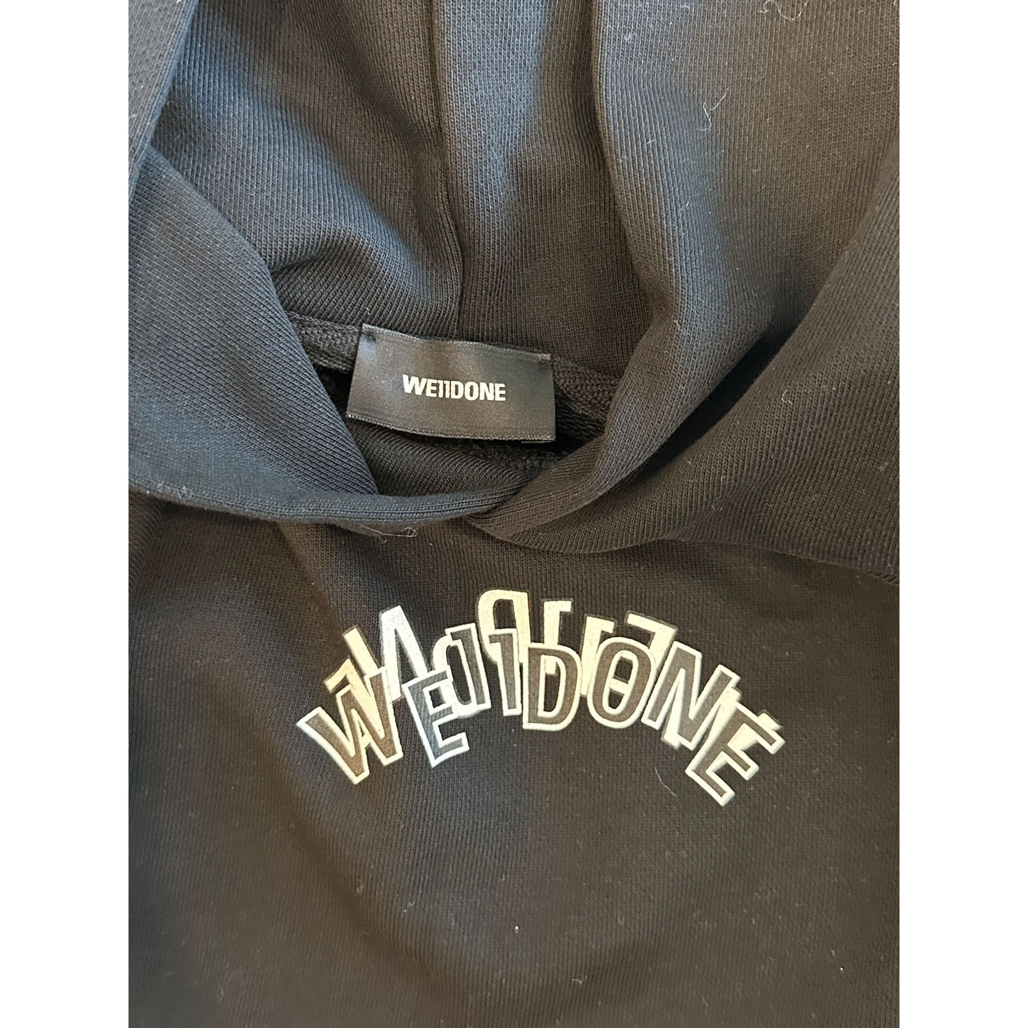 WE11DONE We11Done Black Graphic Logo Hoodie XS 100% Cotton Size XS / US 0-2 / IT 36-38 - 3 Thumbnail