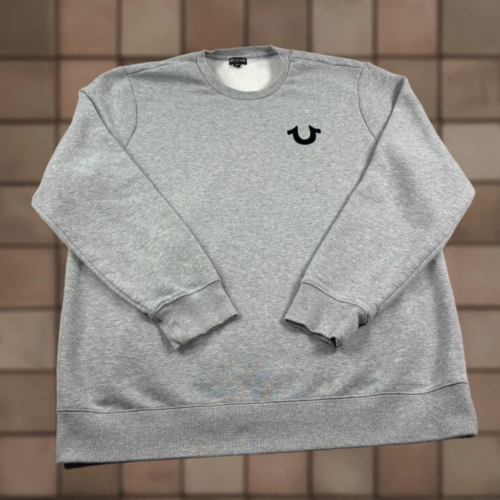 True Religion True Religion Sweatshirt Mens 3XL Gray Crew Neck Pullover Flock Logo Spell Out Size US XXL / EU 58 / 5 - 1 Thumbnail