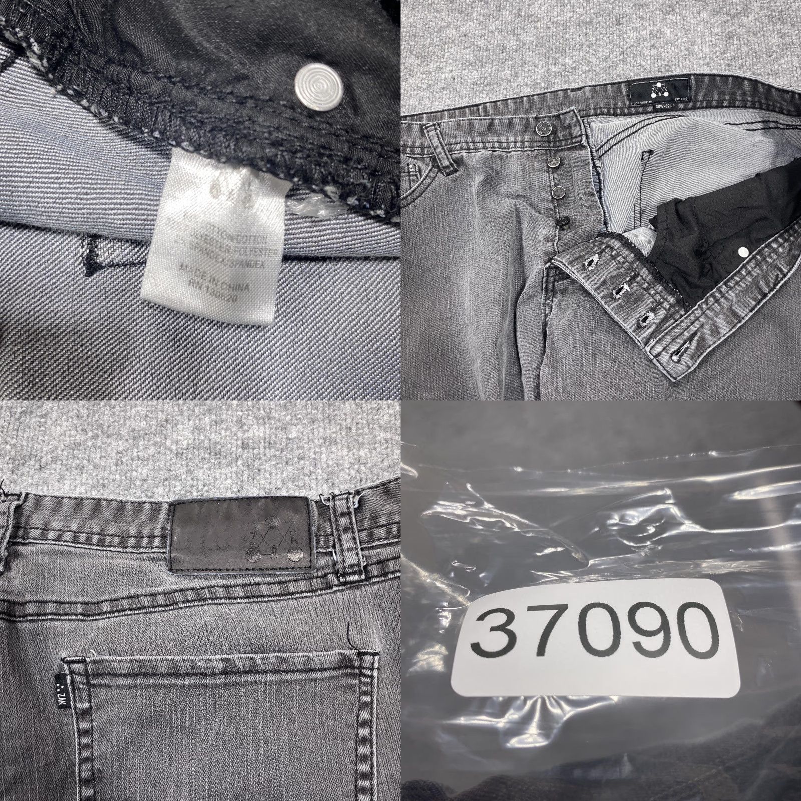 Denime Zak Jeans Mens 38x32 Gray Regular Fit Straight Leg Denim Charcoal Wash Jeans Mens 38x32 Gray Regular Stretch Denim Zak Vintage? No Size US 38 / EU 54 - 8 Thumbnail