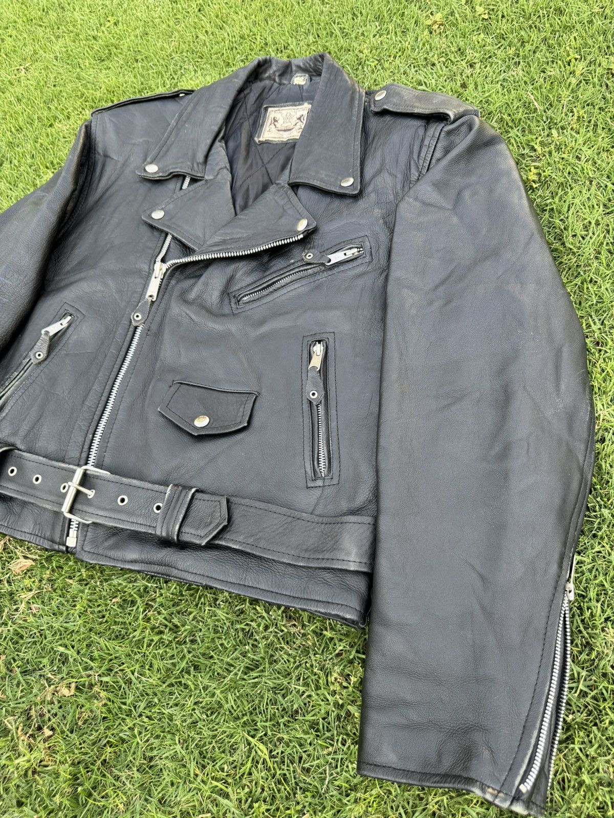 Vintage vintage distressed black BLL genuine cowhide leather biker Size US M / EU 48-50 / 2 - 6 Thumbnail