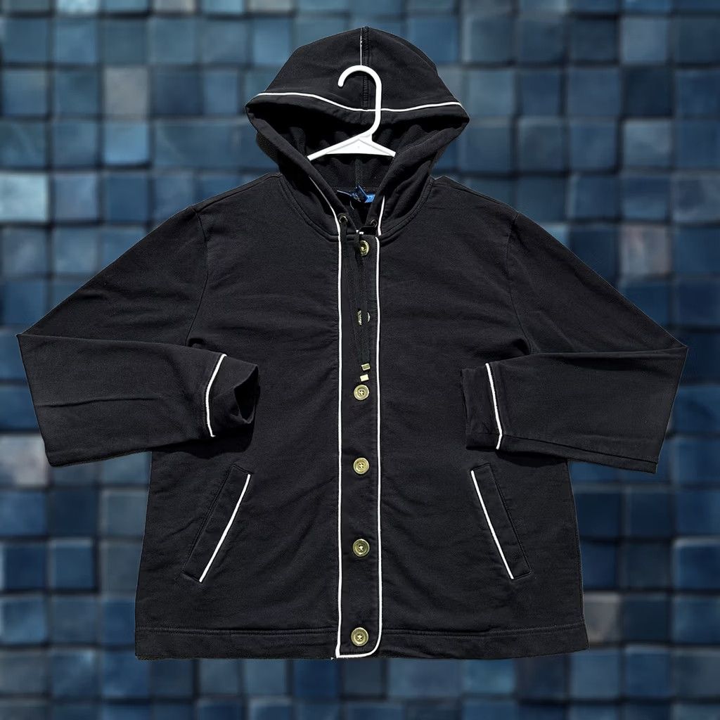Vintage Karen Scott Jacket Womens Medium Black Terry Hoodie Sport Button Front Pockets Size M / US 6-8 / IT 42-44 - 1 Thumbnail