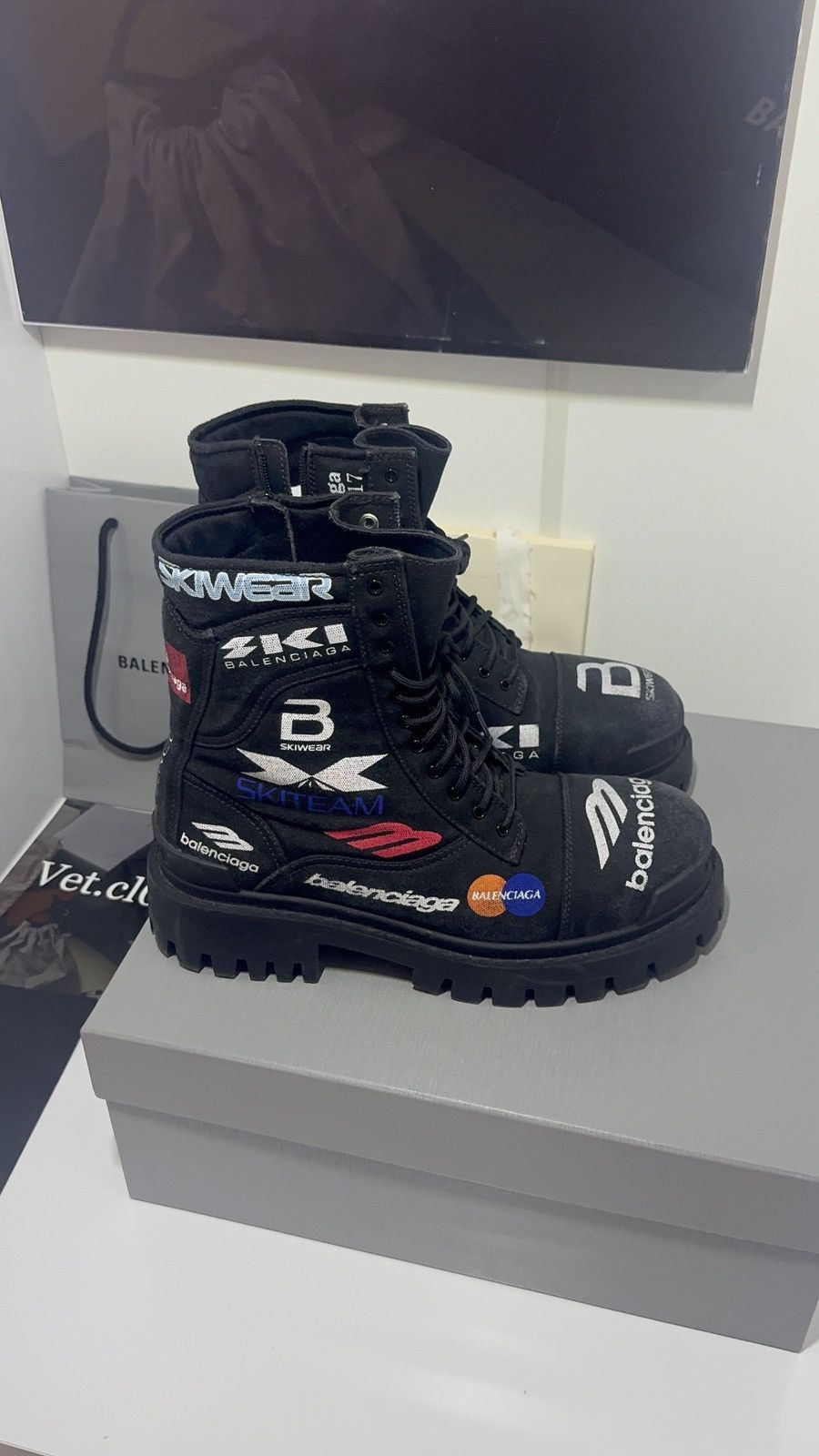 Balenciaga ✅Balenciaga Strike Comb Sky Wear black Boots multi logo 42 Size US 9 / EU 42 - 1 Thumbnail