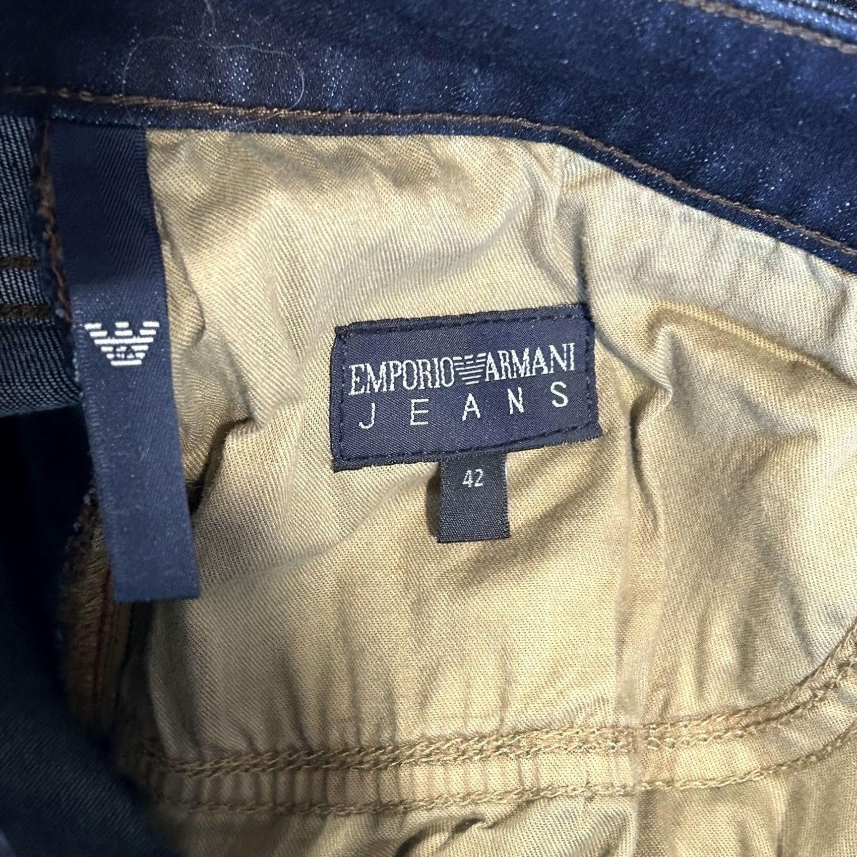 Vintage Emporio Armani Jeans 1981 Deep Blue Men’s 37 Denim Zip Slim 5-Pocket Mid Rise Logo Brand Clothing Mens Jeans Size US 37 - 6 Thumbnail