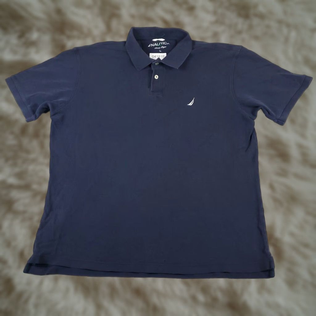 Nautica Nautica Polo Shirt Mens Large Blue Golf Casual Short Sleeve Adult Regular Cotton Blend Solid Button Polo Mens L Blue Golf-themed 90s? Size US L / EU 52-54 / 3 - 1 Thumbnail