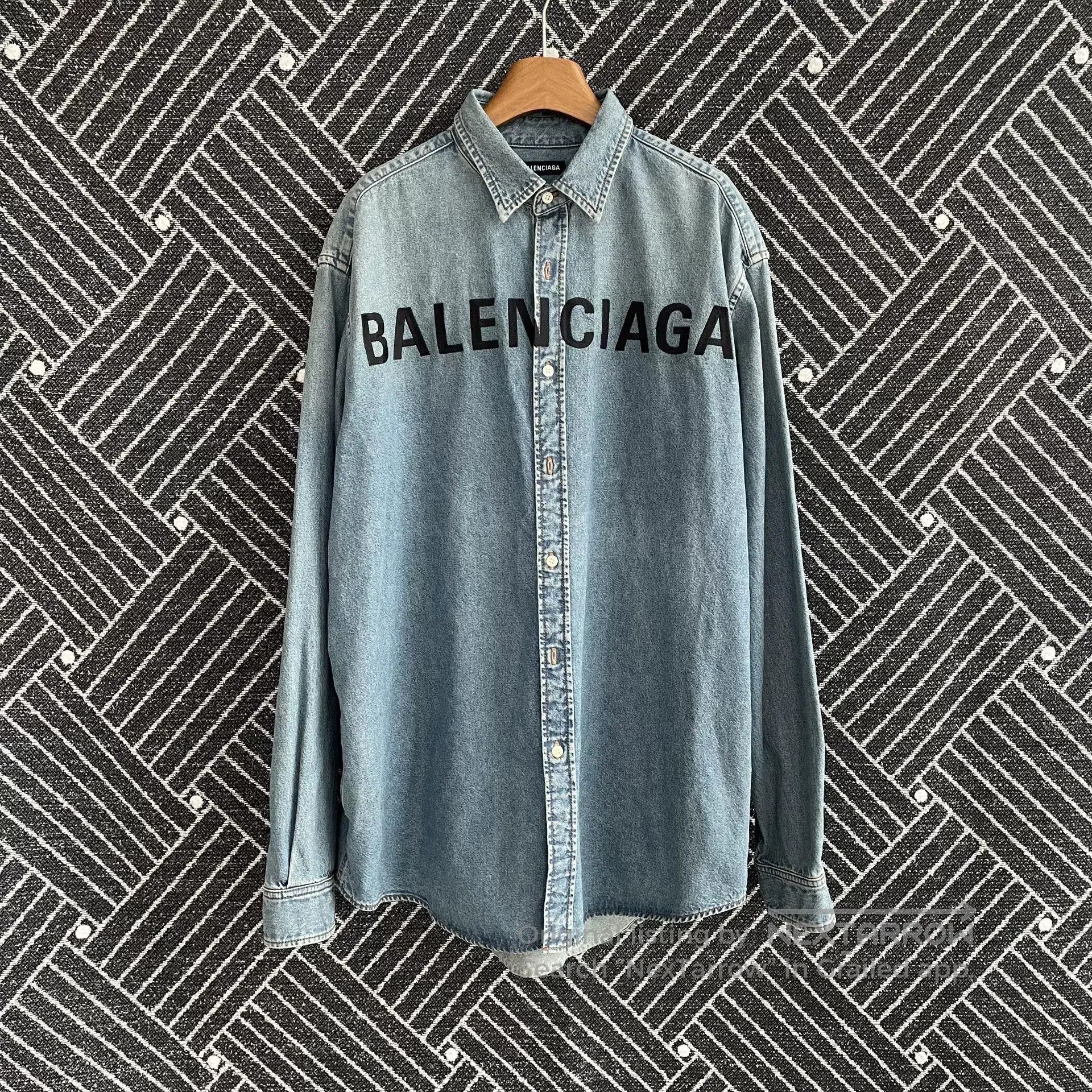 Balenciaga Balenciaga Vintage Logo Long Sleeve Denim Shirt. Size US M / EU 48-50 / 2 - 1 Thumbnail
