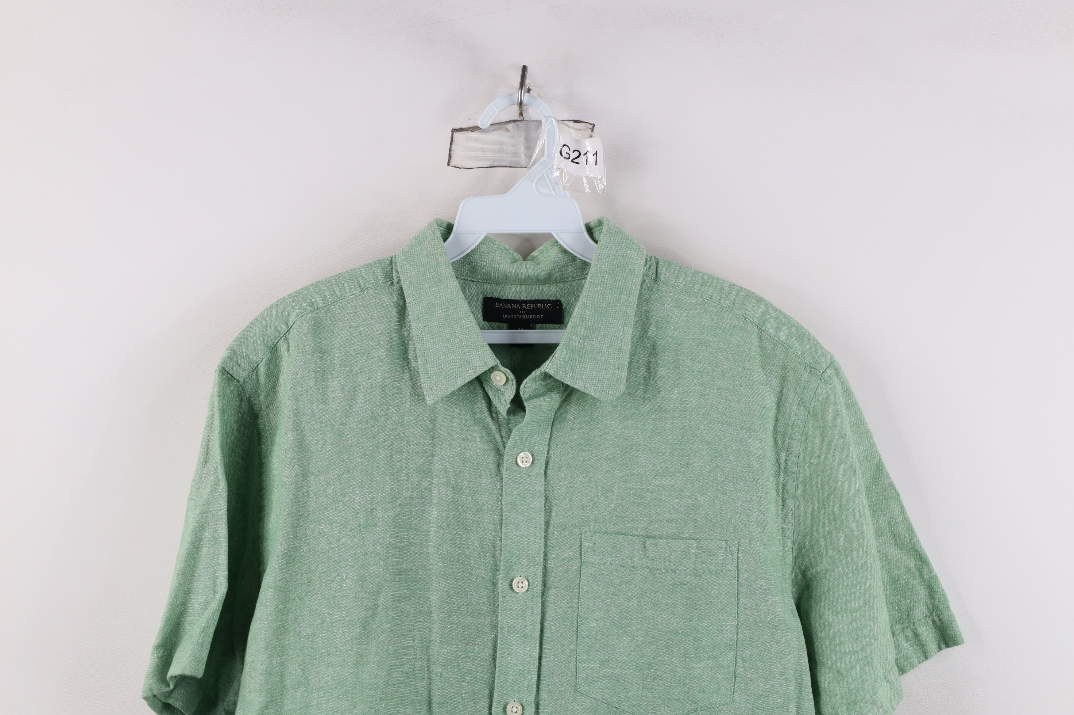 Banana Republic Banana Republic Fit Chambray Linen Button Down Shirt Green Size US M / EU 48-50 / 2 - 2 Thumbnail