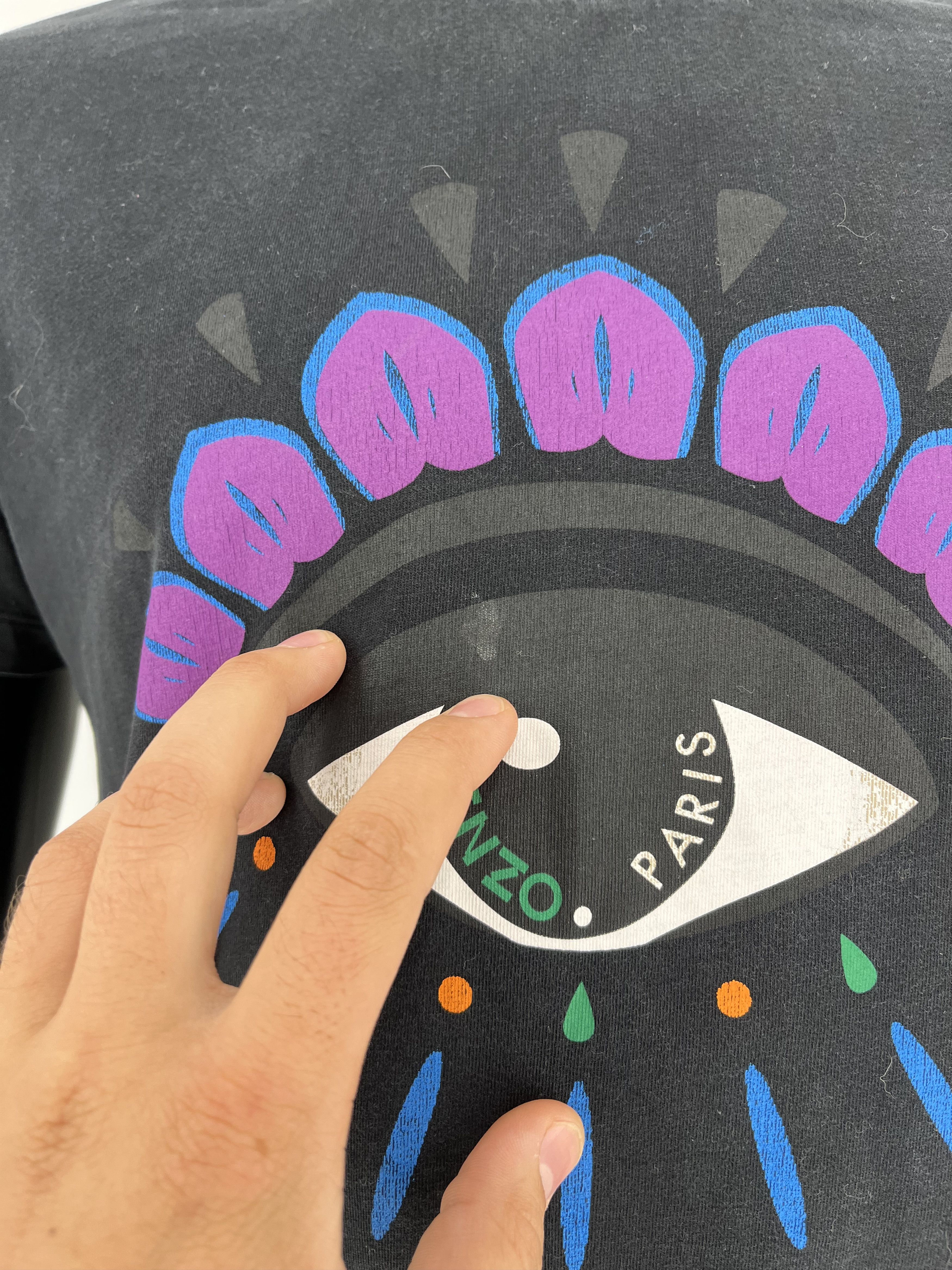 Kenzo Vintage Kenzo Black Cotton Eye Printed T-Shirt M Size US M / EU 48-50 / 2 - 10 Thumbnail