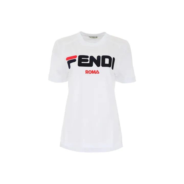 Fendi Fendi Logo Print Short Sleeve T-Shirt for Women 0079 Size XXS / US 00 / IT 34 - 1 Thumbnail