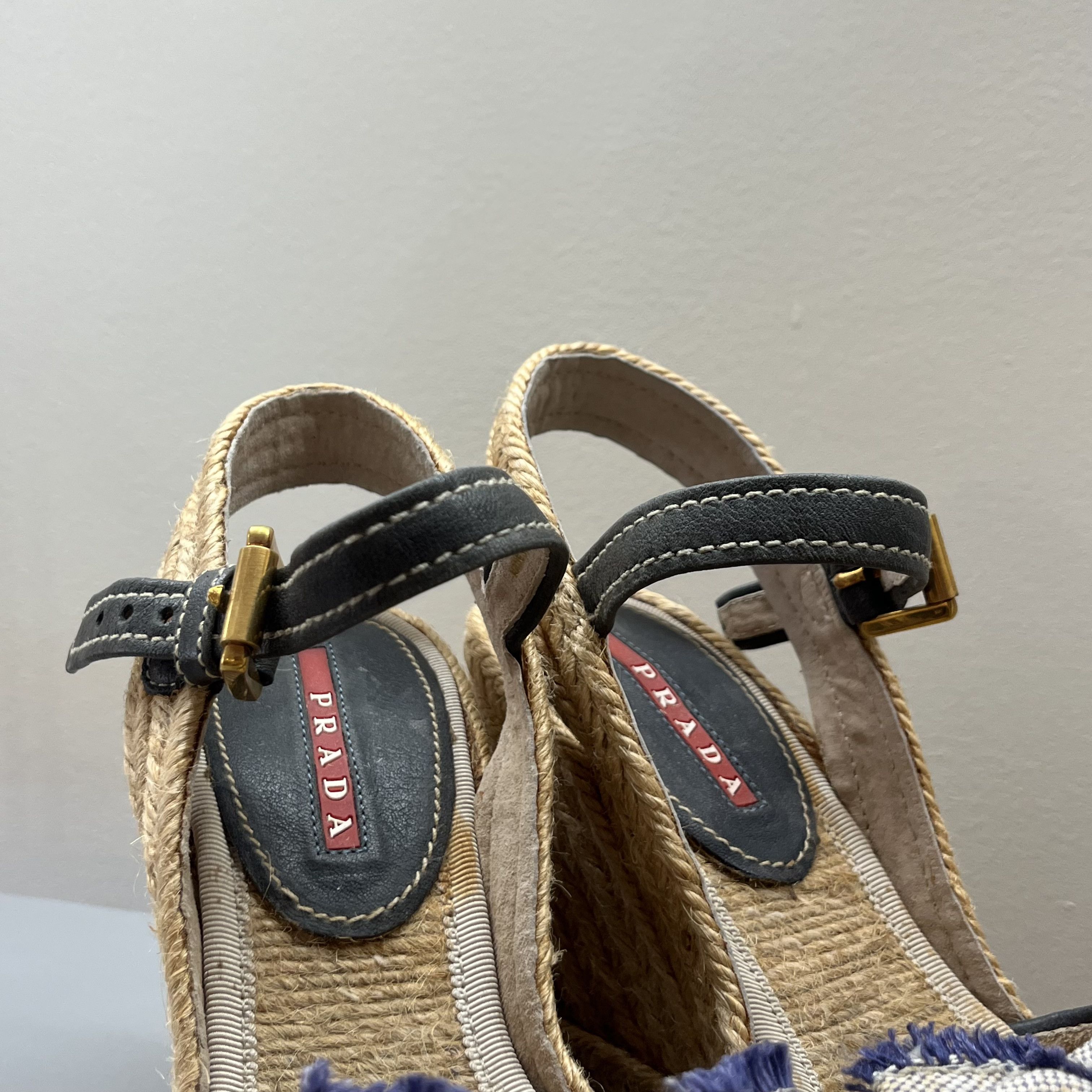 Prada Prada Denim Bowtie Espedrille Pumps Size US 6.5 / IT 36.5 - 7 Thumbnail