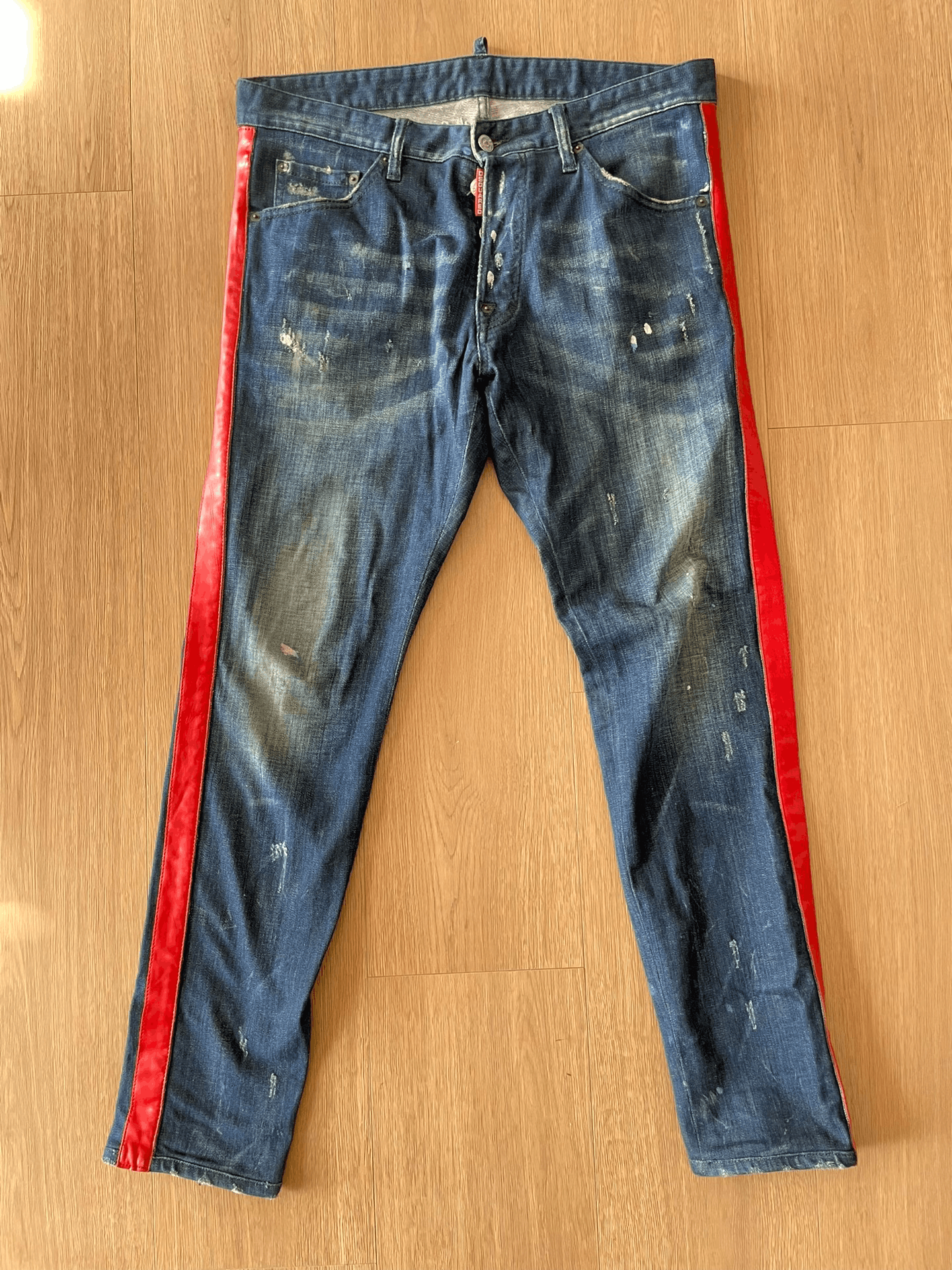 Dsquared2 Dsquared2 Red-Trimmed Denim Pants Size US 34 / EU 50 - 1 Thumbnail