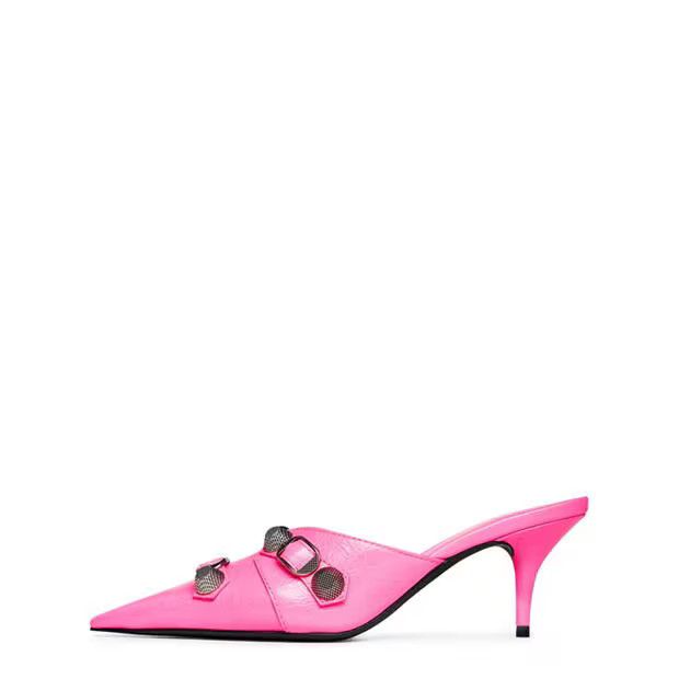Balenciaga o1g2r1mq0924 Cagole Heeled Mules in Fluo Pink Size US 7 / IT 37 - 2 Thumbnail