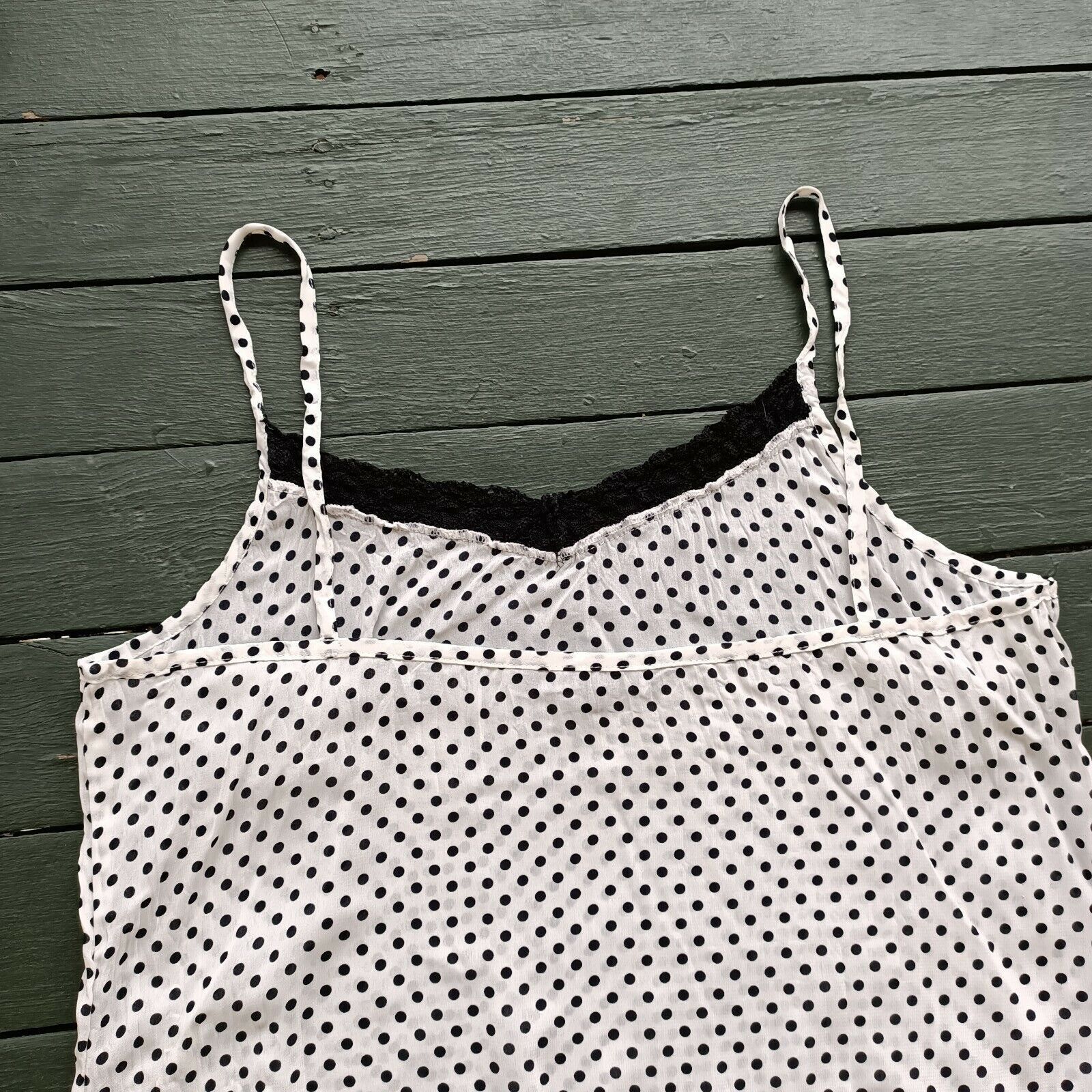 Vintage Vintage Y2K 2000s Charlie Brown Cami Top Polka Dot Crochet Size XL / US 12-14 / IT 48-50 - 6 Thumbnail