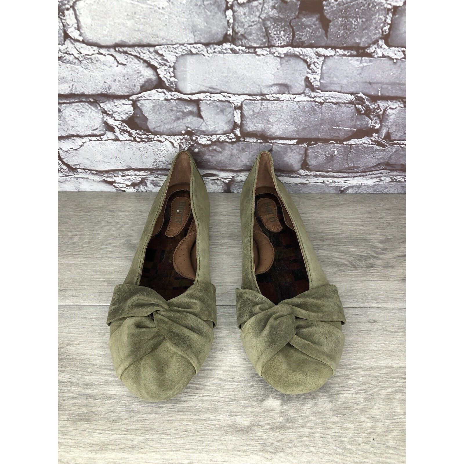 Born Born Lily Green Suede Leather Knot Ballet Flats Shoes Women’ Size US 11 / IT 41 - 13 Thumbnail