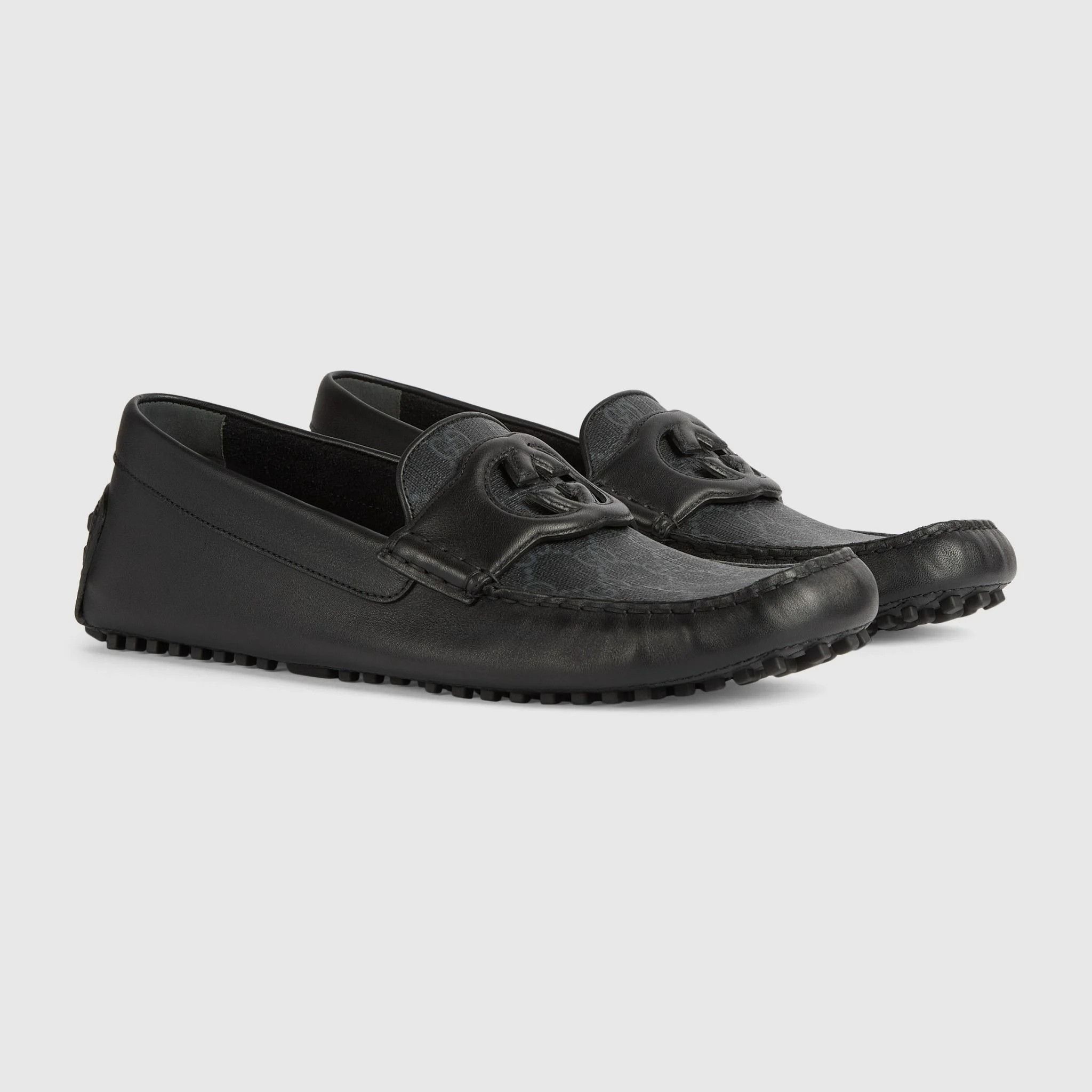 Gucci o1s1wg110425 Men's Driver With Interlocking G Shoes in Black Size US 9 / EU 42 - 3 Thumbnail