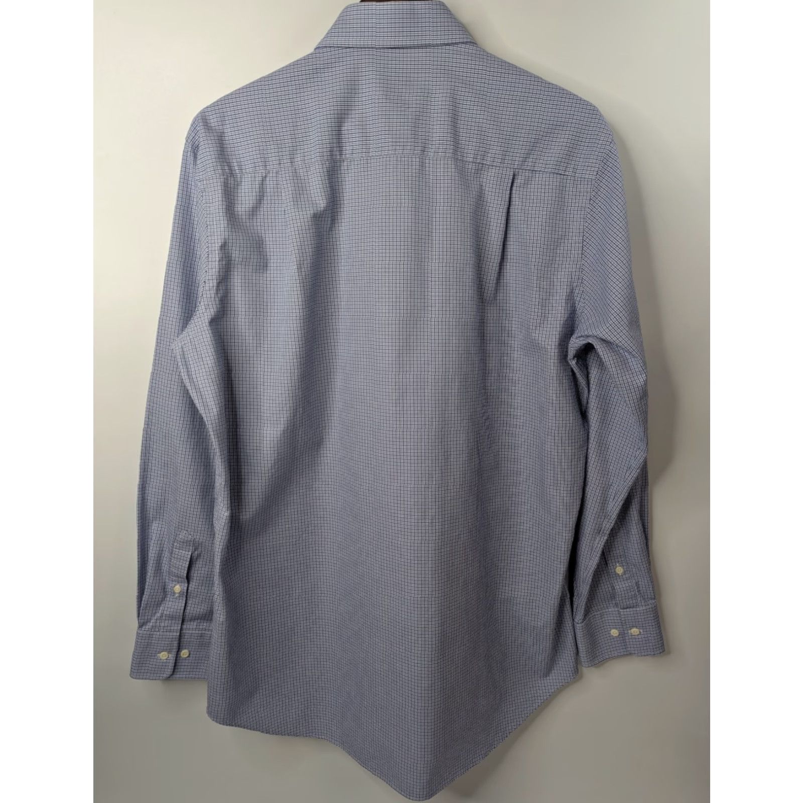 David Donahue David Donahue Dress Shirt Mens 17 34/35 Trim Fit Long Sleeve Tattersall Blue Dress Shirt Mens 17 34/35 Blue Tattersall Slim Long Sleeve Collared Shirt Size 46R - 5 Thumbnail