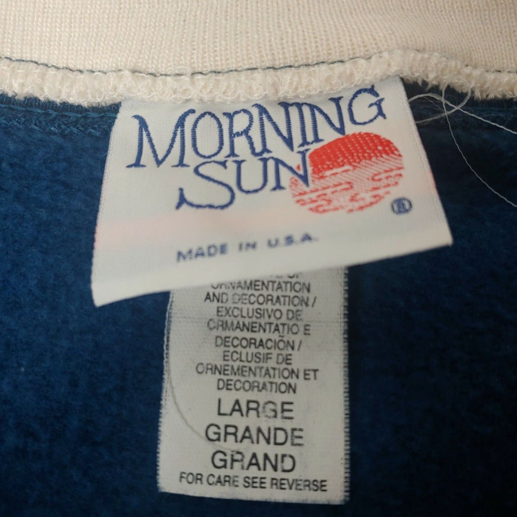 Vintage VINTAGE Morning Sun Cardigan Sweatshirt Large Women Blue 100% Cotton Knit Crew Neck Autumn Farm Nature Leaves Fall 90s? Cardigan Sweatshirt Size L / US 10 / IT 46 - 7 Thumbnail